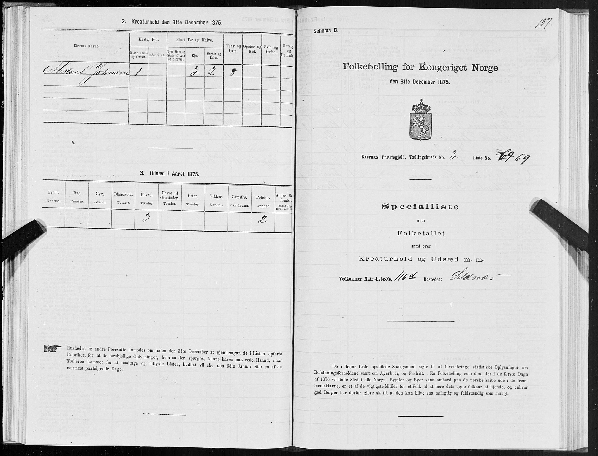 SAT, Folketelling 1875 for 1553P Kvernes prestegjeld, 1875, s. 2137