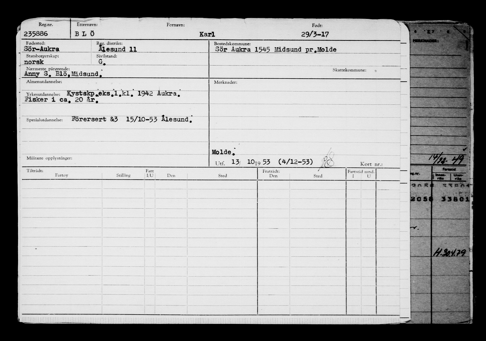 Direktoratet for sjømenn, AV/RA-S-3545/G/Gb/L0147: Hovedkort, 1917, s. 306