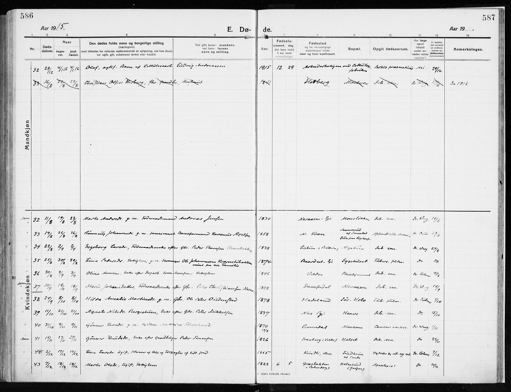 Ringsaker prestekontor, SAH/PREST-014/K/Ka/L0020: Ministerialbok nr. 20, 1913-1922, s. 586-587