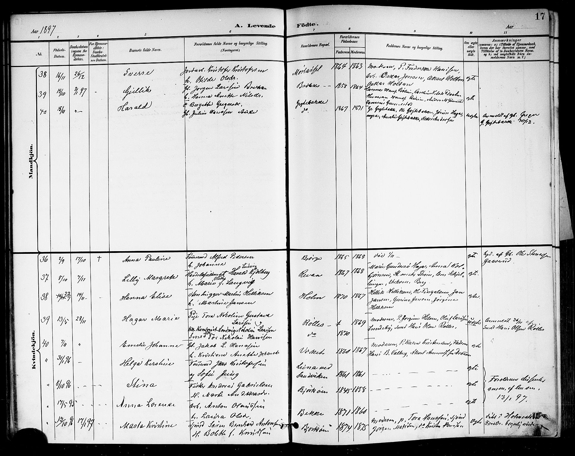 Sande Kirkebøker, AV/SAKO-A-53/G/Ga/L0004: Klokkerbok nr. 4, 1895-1918, s. 17
