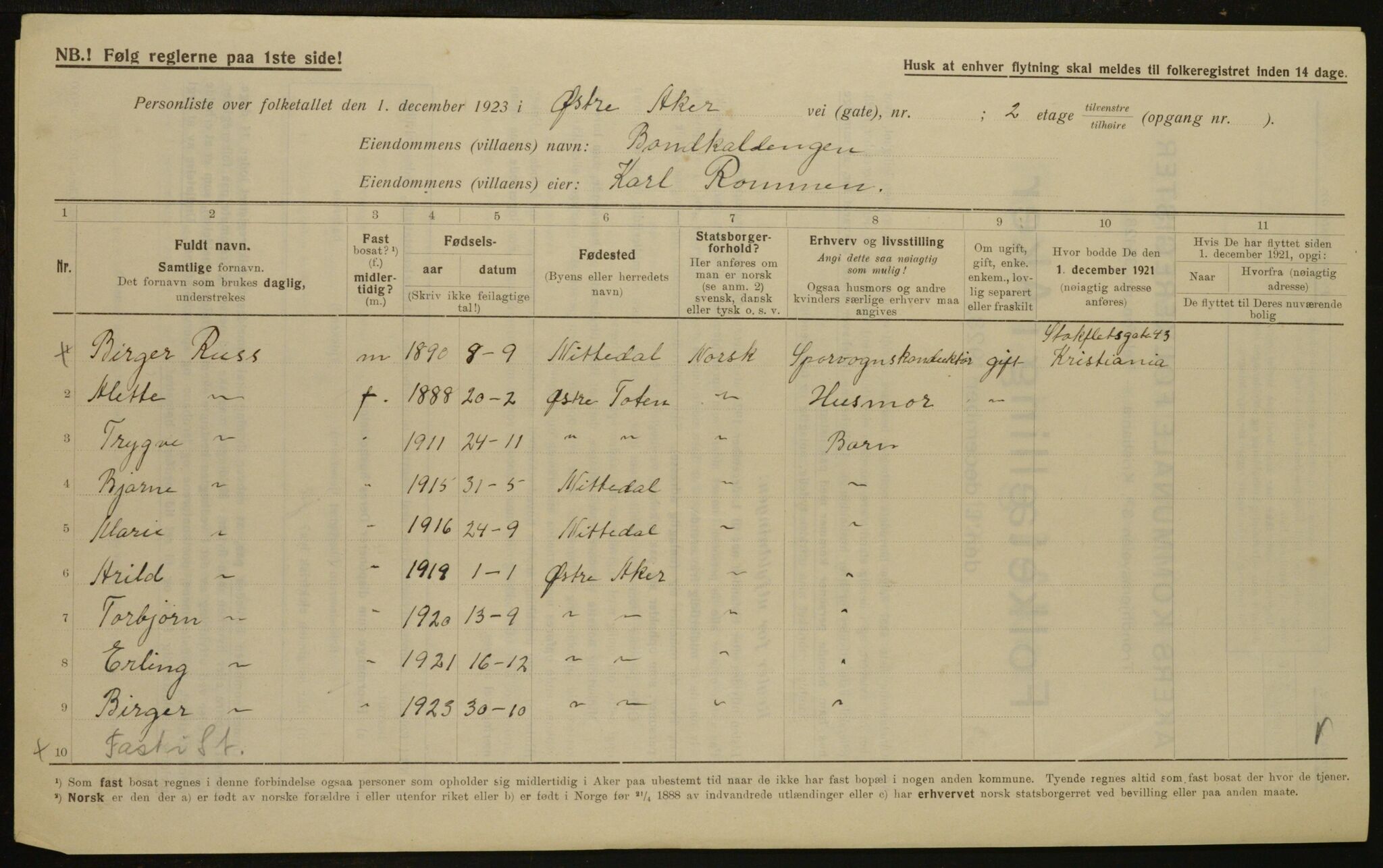 , Kommunal folketelling 1.12.1923 for Aker, 1923, s. 33310