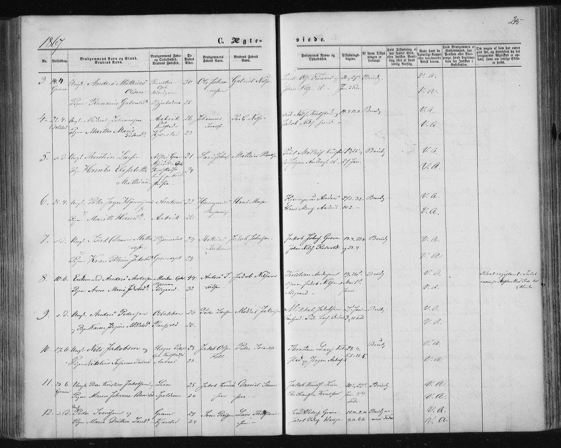 Ministerialprotokoller, klokkerbøker og fødselsregistre - Nordland, SAT/A-1459/820/L0294: Ministerialbok nr. 820A15, 1866-1879, s. 245