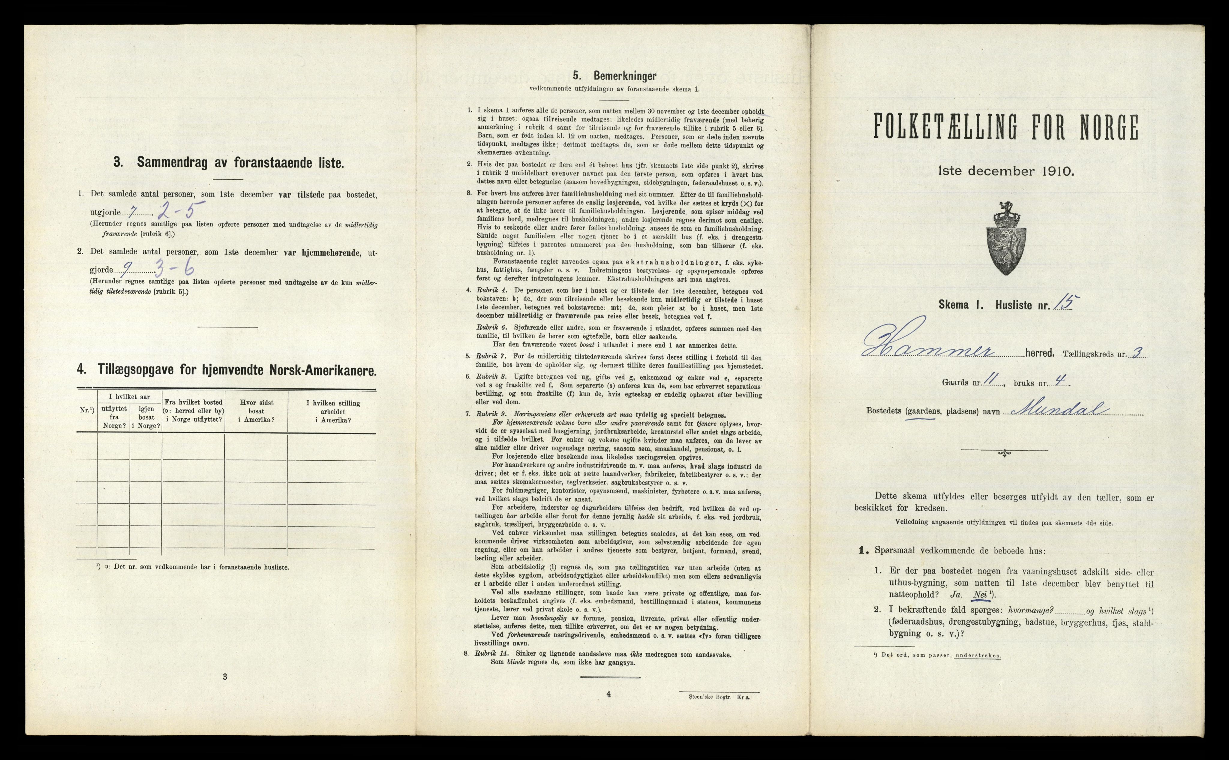 RA, Folketelling 1910 for 1254 Hamre herred, 1910, s. 176
