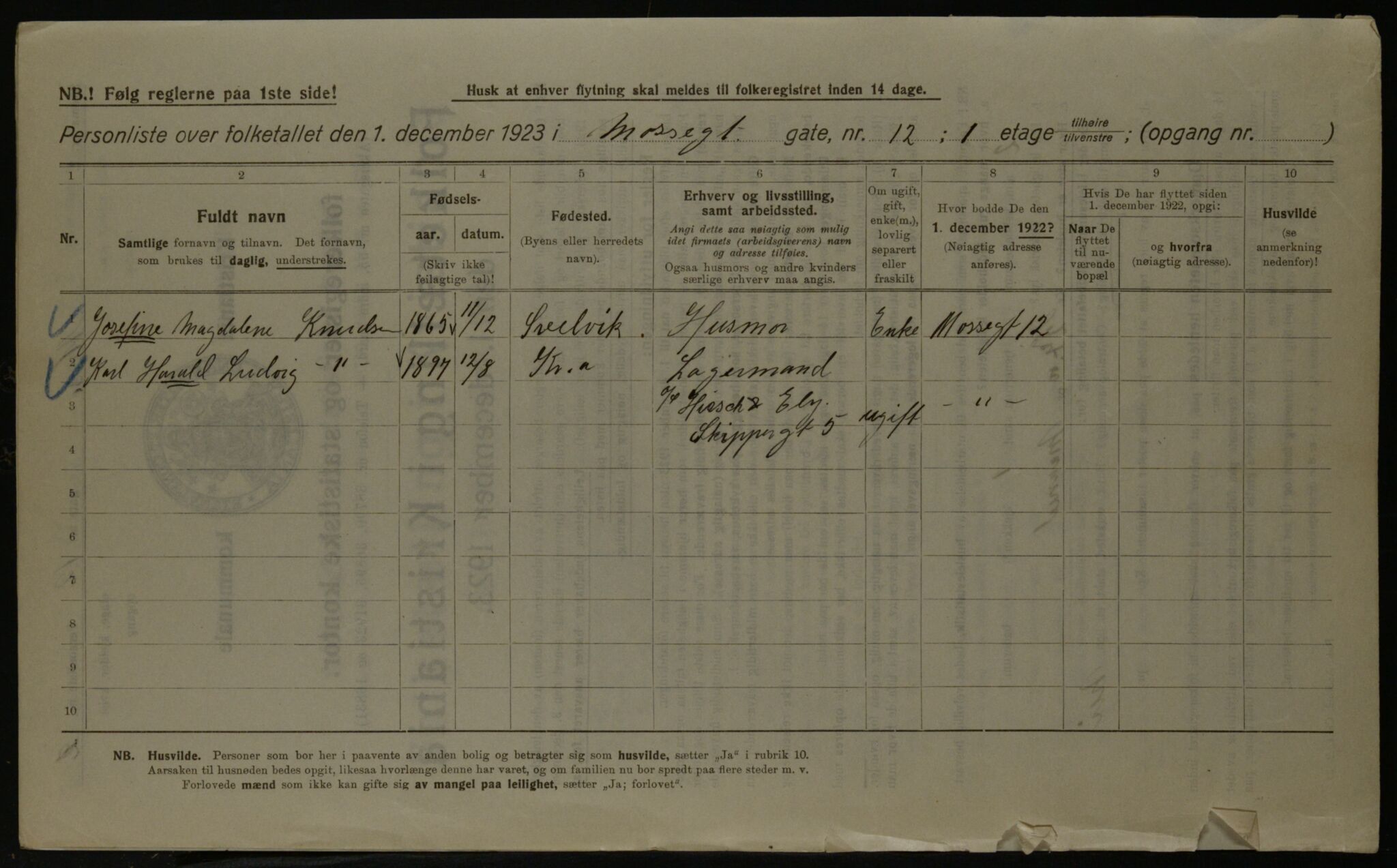 OBA, Kommunal folketelling 1.12.1923 for Kristiania, 1923, s. 72848