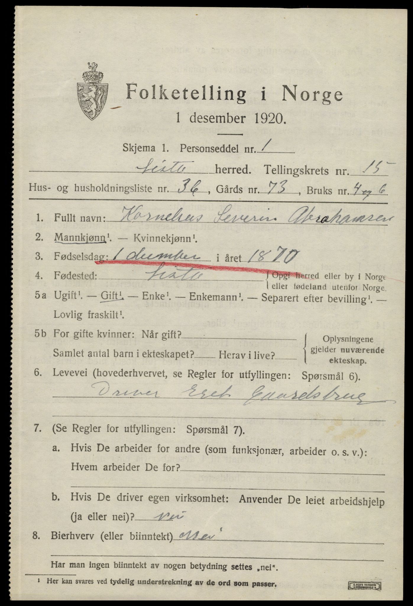SAK, Folketelling 1920 for 1041 Lista herred, 1920, s. 12895