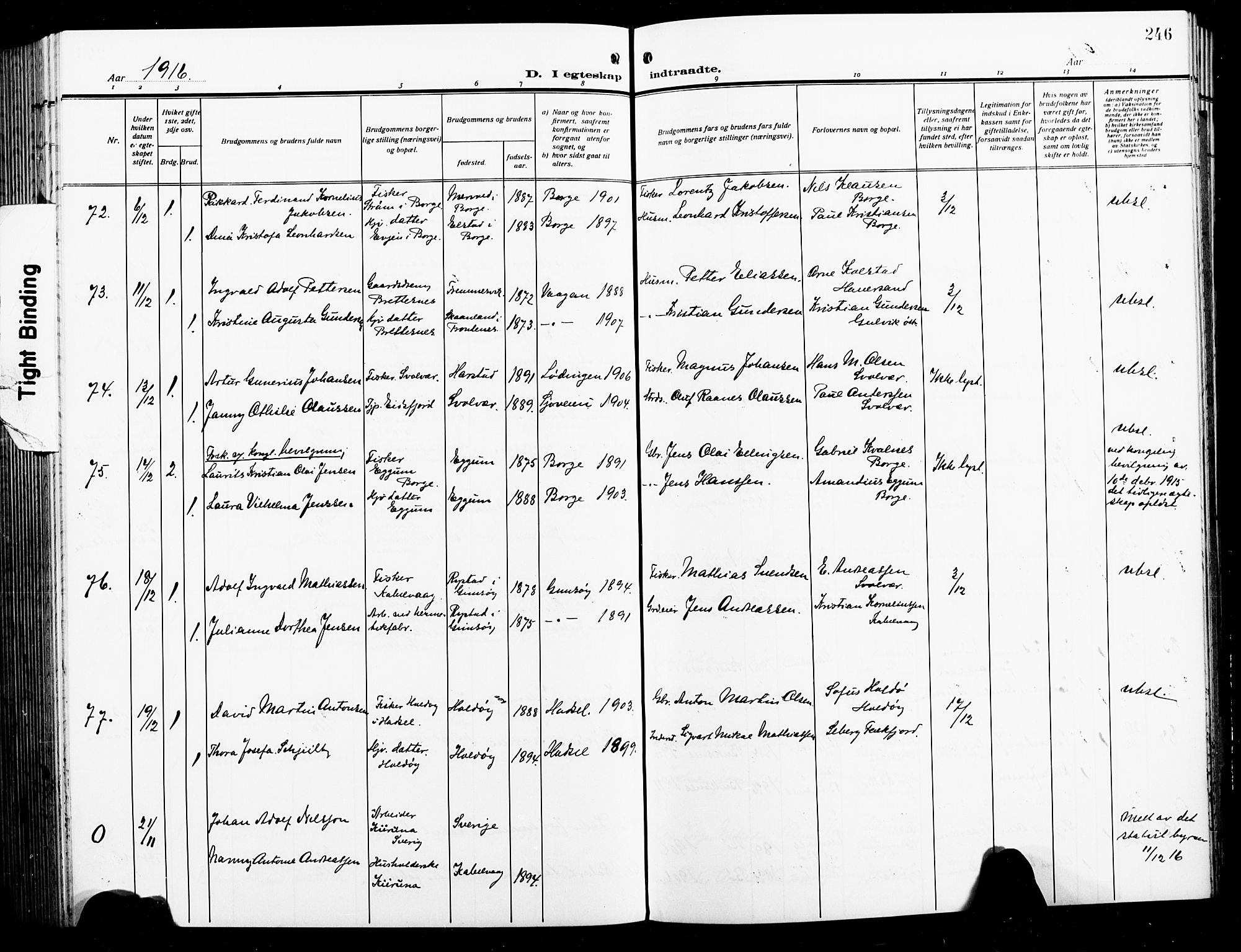 Ministerialprotokoller, klokkerbøker og fødselsregistre - Nordland, AV/SAT-A-1459/874/L1080: Klokkerbok nr. 874C09, 1915-1925, s. 246