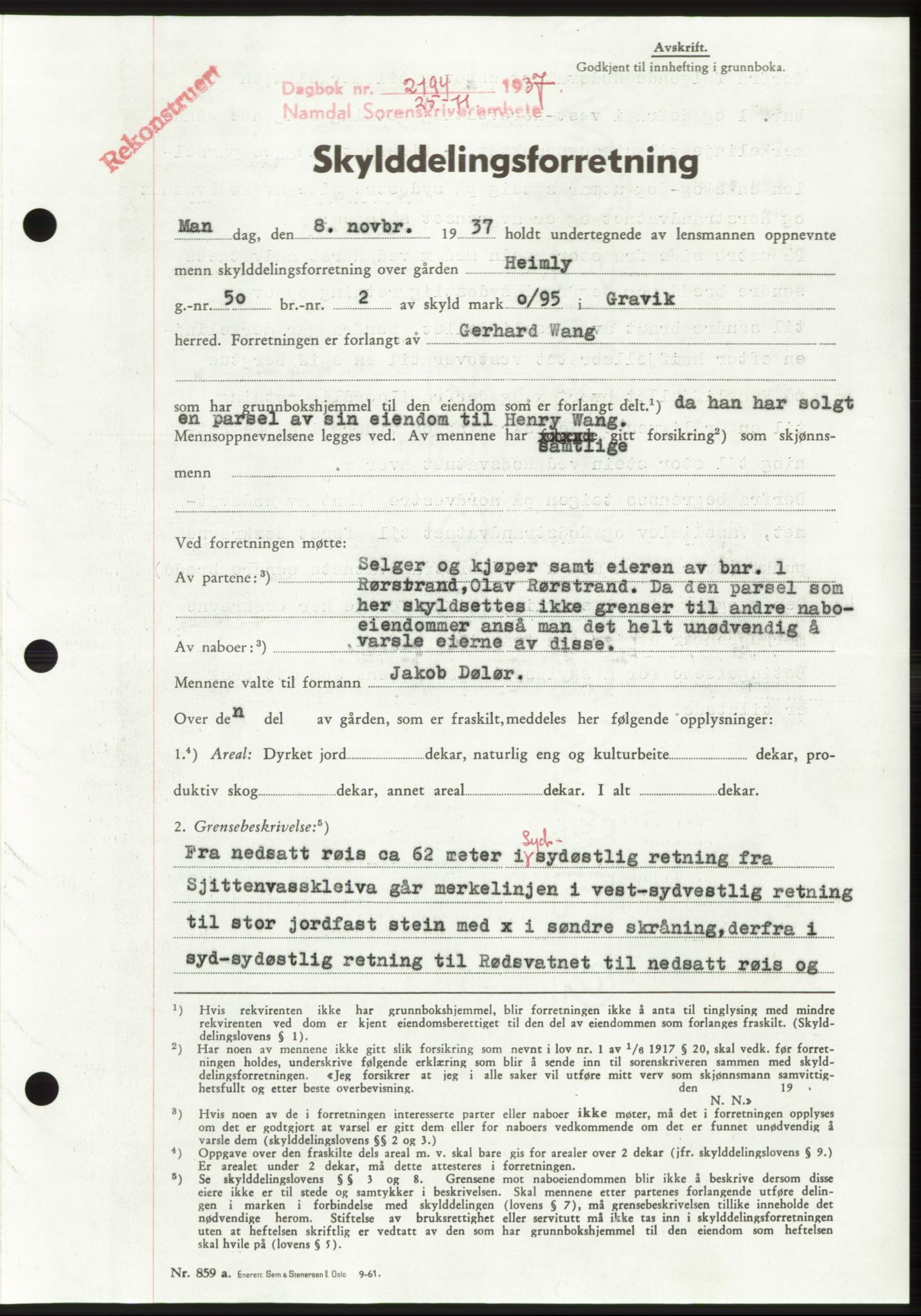 Namdal sorenskriveri, SAT/A-4133/1/2/2C: Pantebok nr. -, 1937-1939, Tingl.dato: 25.11.1937