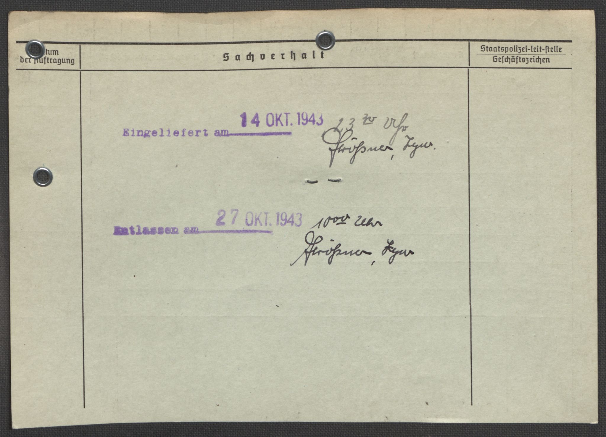 Befehlshaber der Sicherheitspolizei und des SD, RA/RAFA-5969/E/Ea/Eaa/L0010: Register over norske fanger i Møllergata 19: Sø-Å, 1940-1945, s. 1241