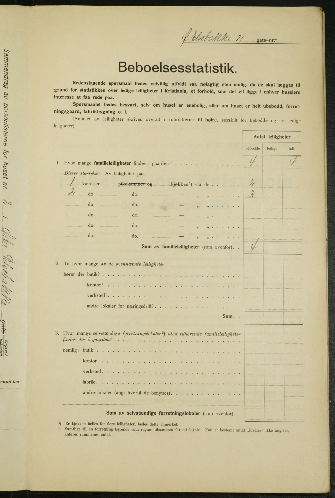 OBA, Kommunal folketelling 1.2.1915 for Kristiania, 1915, s. 129986