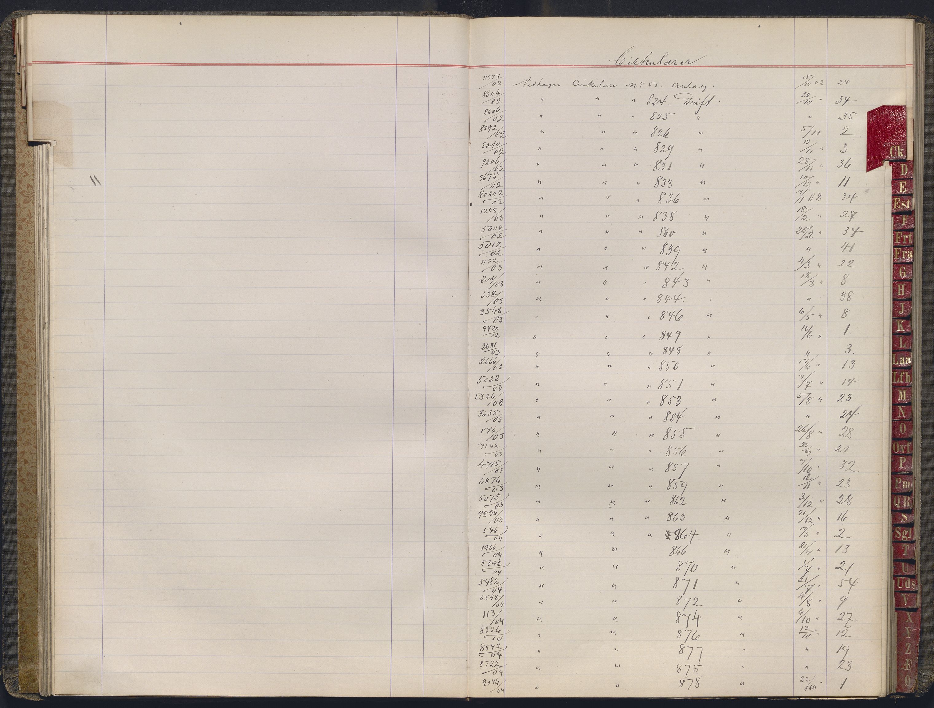 Norges statsbaner, Administrasjons- økonomi- og personalavdelingen, AV/RA-S-3412/A/Aa/L0032: Register til forhandlingsprotokoll, 1902-1907