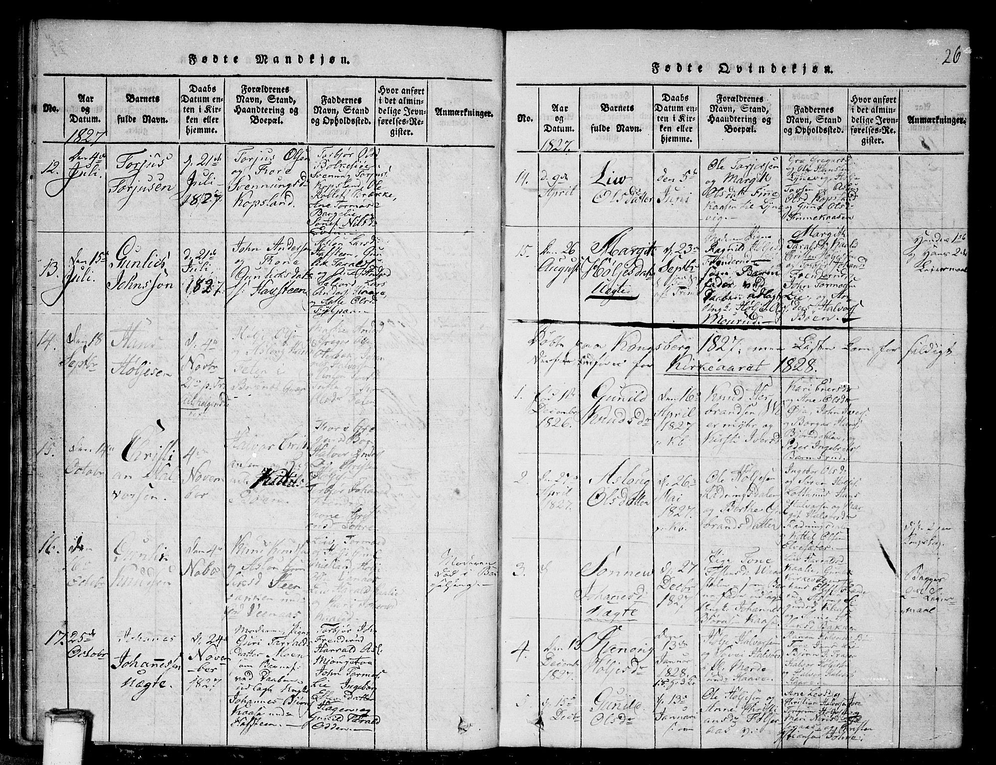 Gransherad kirkebøker, AV/SAKO-A-267/G/Ga/L0001: Klokkerbok nr. I 1, 1815-1842, s. 26