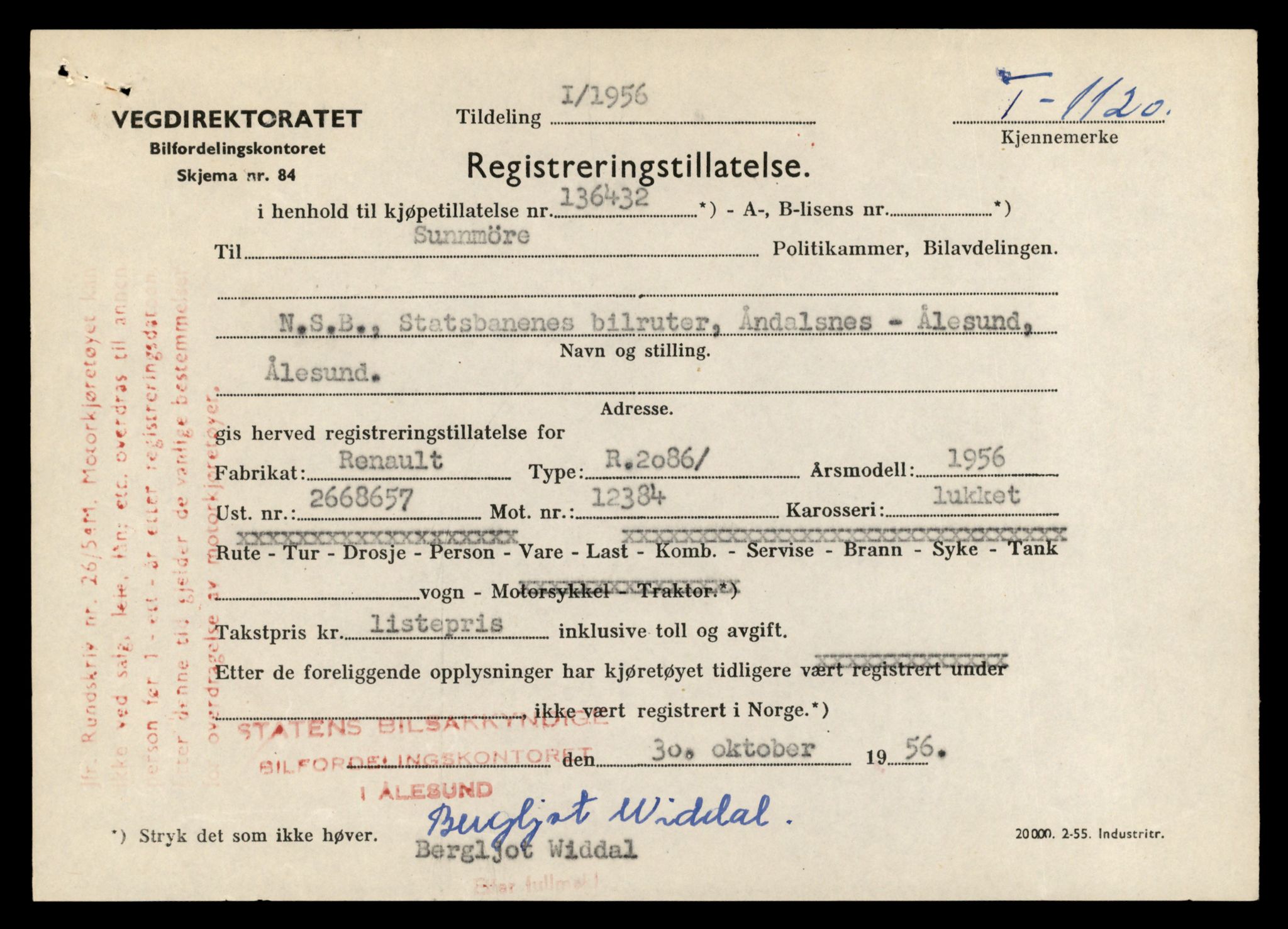 Møre og Romsdal vegkontor - Ålesund trafikkstasjon, AV/SAT-A-4099/F/Fe/L0035: Registreringskort for kjøretøy T 12653 - T 12829, 1927-1998, s. 852