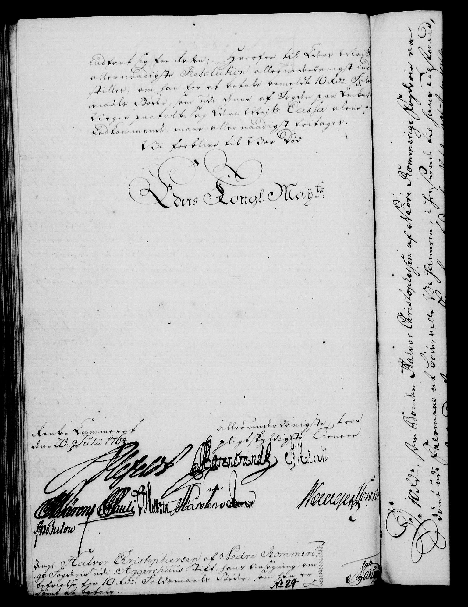 Rentekammeret, Kammerkanselliet, AV/RA-EA-3111/G/Gf/Gfa/L0046: Norsk relasjons- og resolusjonsprotokoll (merket RK 52.46), 1764, s. 297