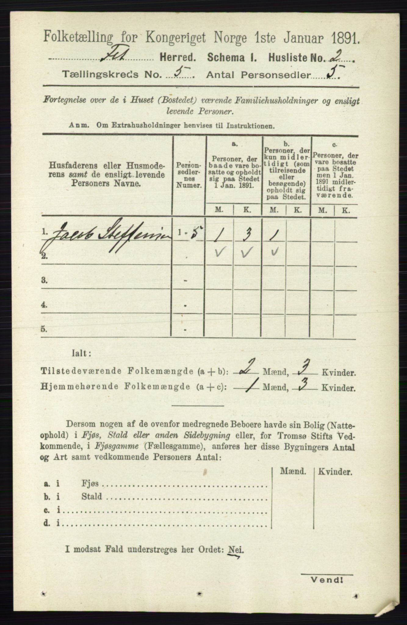 RA, Folketelling 1891 for 0227 Fet herred, 1891, s. 1539