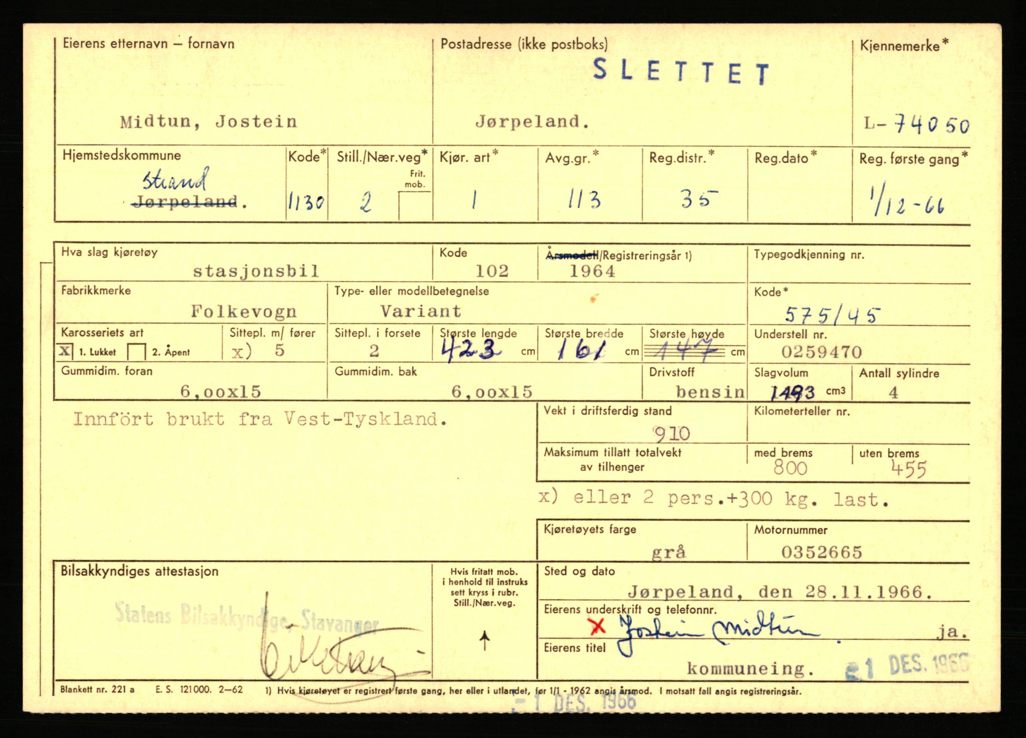 Stavanger trafikkstasjon, AV/SAST-A-101942/0/F/L0067: L-71600 - L-74999, 1930-1971, s. 1648