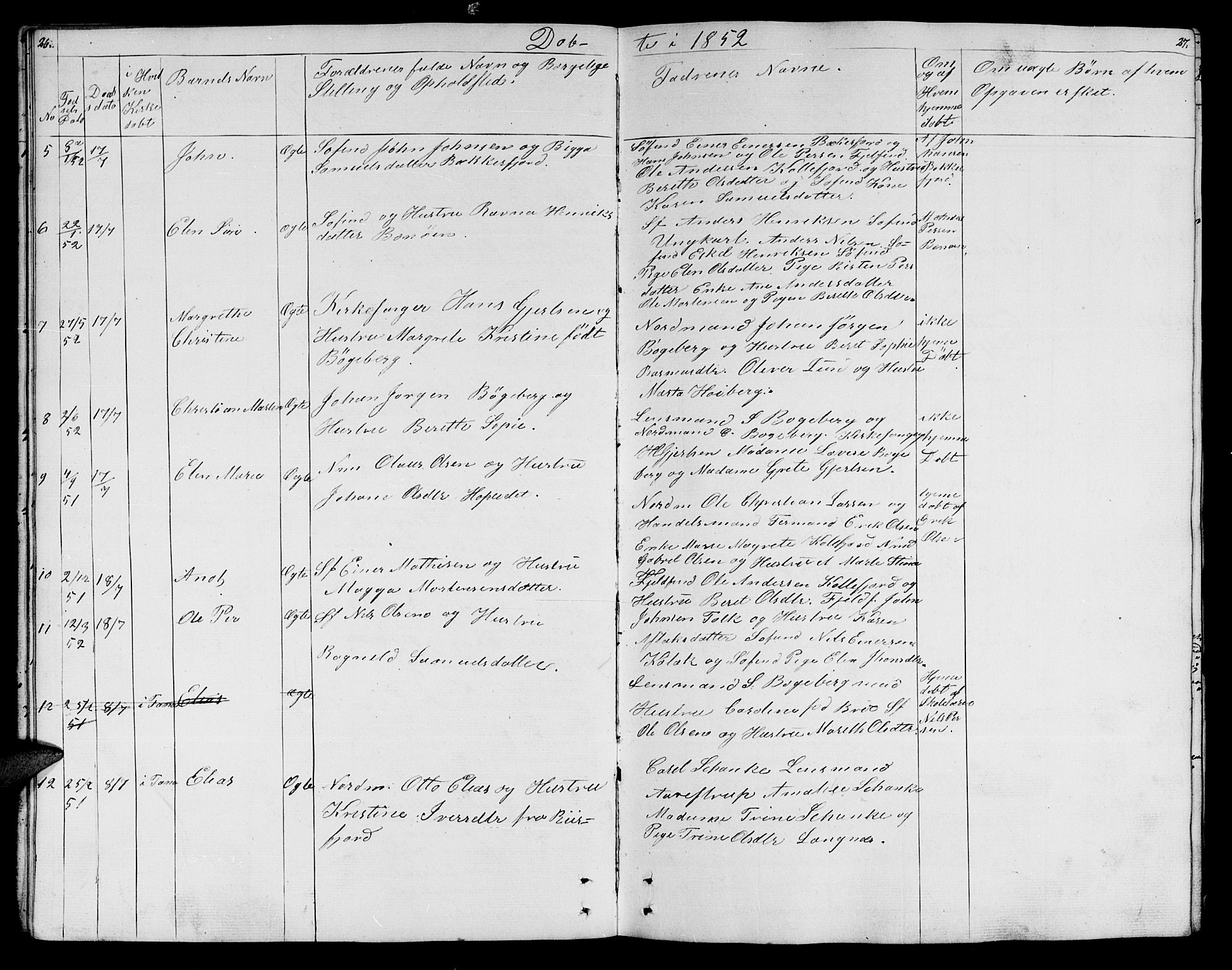 Lebesby sokneprestkontor, SATØ/S-1353/H/Hb/L0001klokker: Klokkerbok nr. 1, 1846-1862, s. 26-27