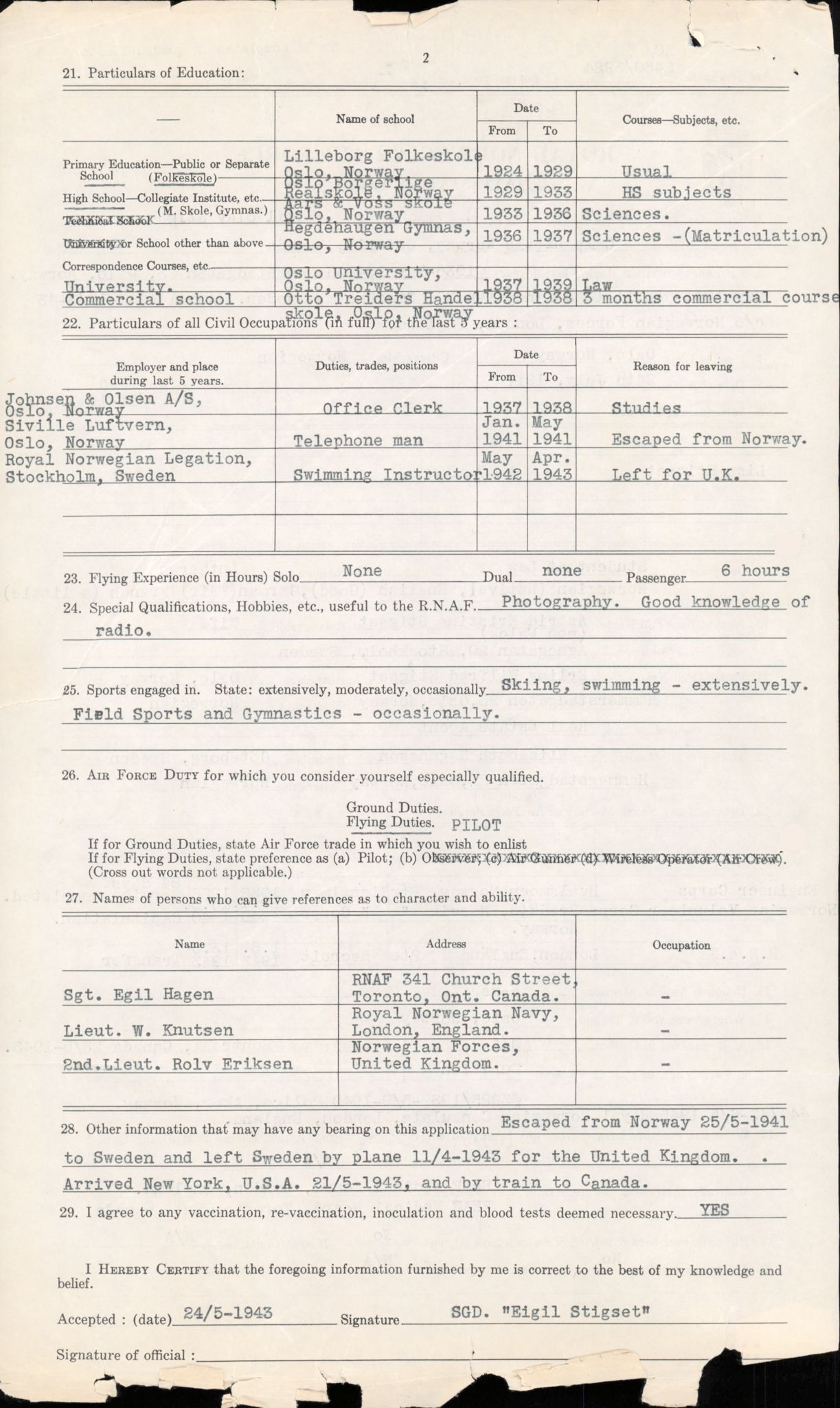 Forsvaret, Forsvarets overkommando/Luftforsvarsstaben, AV/RA-RAFA-4079/P/Pa/L0052: Personellpapirer, 1917, s. 71