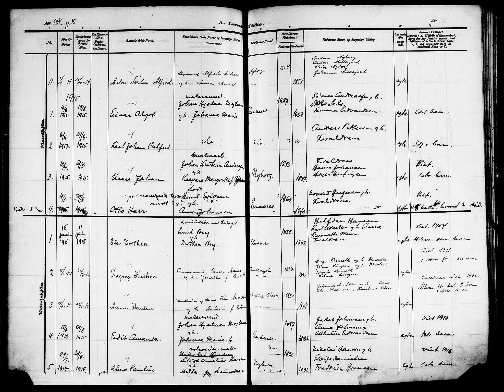 Ministerialprotokoller, klokkerbøker og fødselsregistre - Nordland, AV/SAT-A-1459/866/L0954: Klokkerbok nr. 866C03, 1905-1923