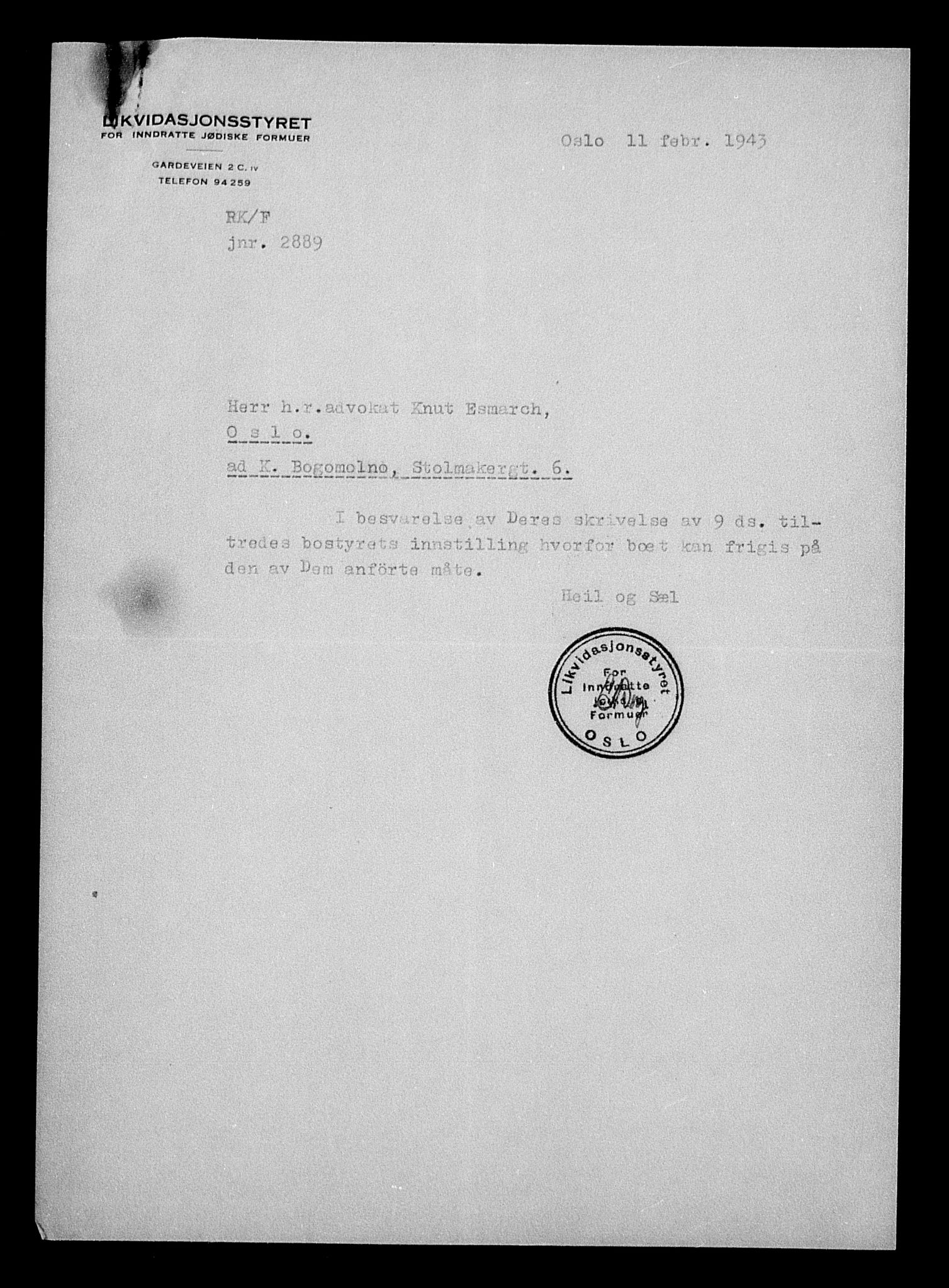 Justisdepartementet, Tilbakeføringskontoret for inndratte formuer, AV/RA-S-1564/H/Hc/Hcc/L0927: --, 1945-1947, s. 308