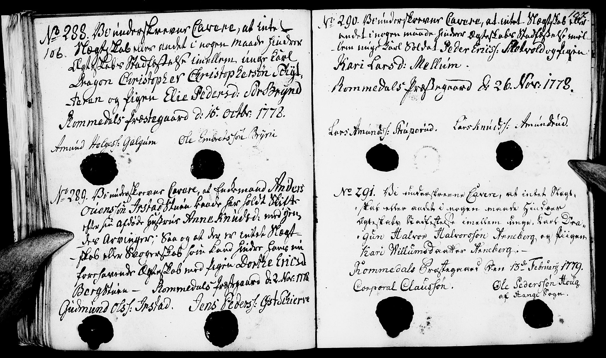 Romedal prestekontor, SAH/PREST-004/I/L0001: Forlovererklæringer nr. 1, 1762-1802, s. 106-107
