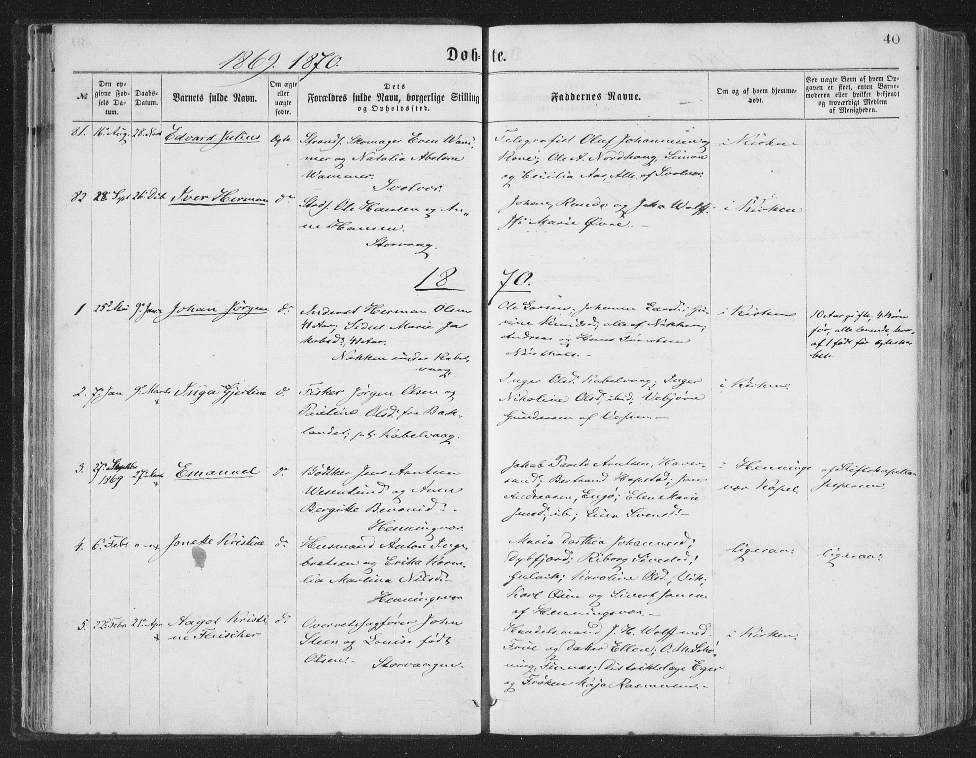 Ministerialprotokoller, klokkerbøker og fødselsregistre - Nordland, SAT/A-1459/874/L1057: Ministerialbok nr. 874A01, 1866-1877, s. 40