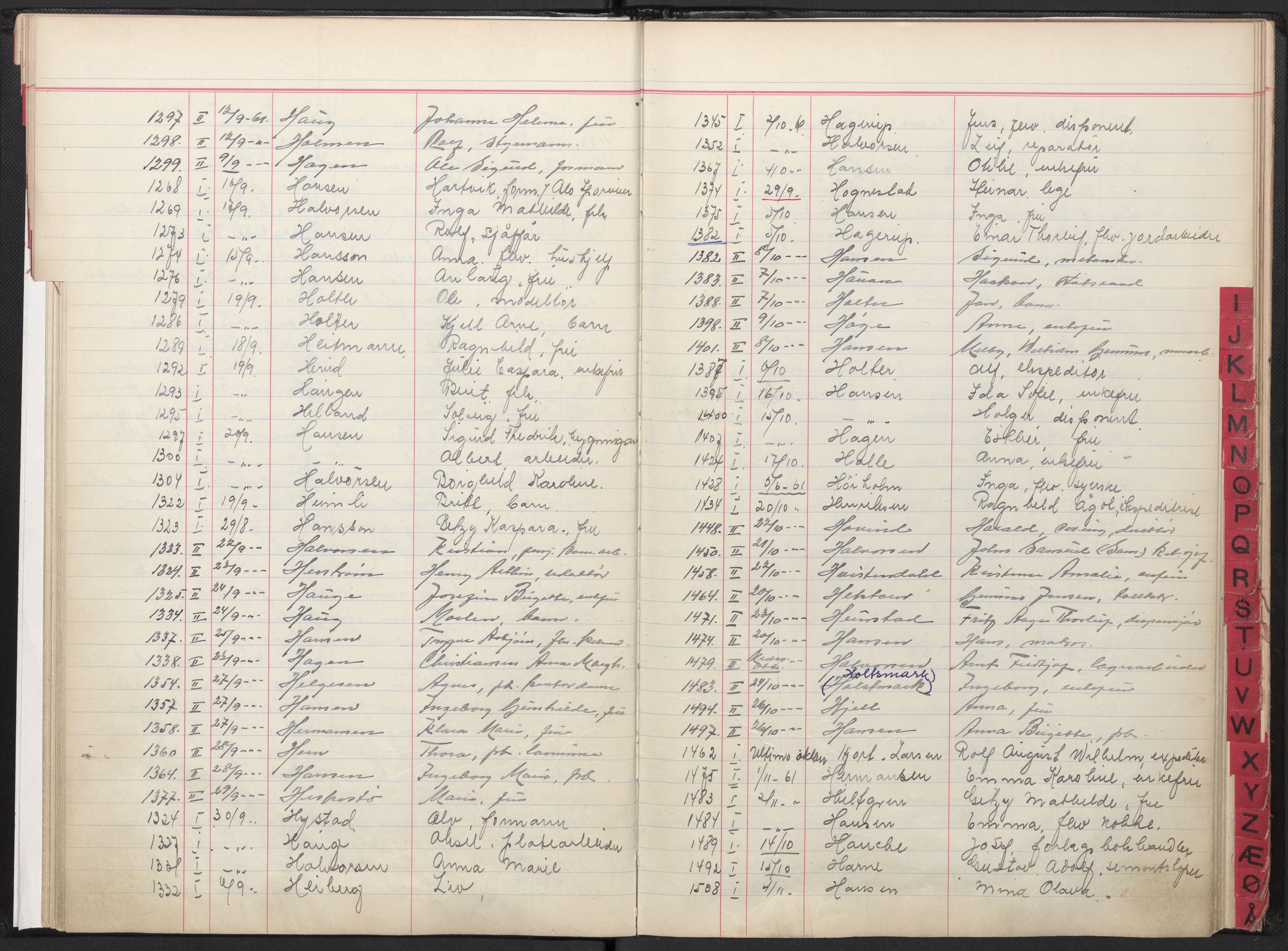 Oslo skifterett, AV/SAO-A-10383/F/Fa/Faa/L0061: Navneregister dødsfallssaker, avd. I-II, 1961