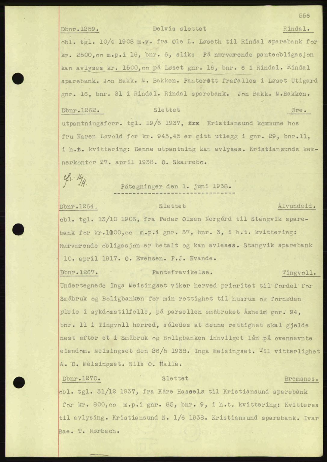Nordmøre sorenskriveri, SAT/A-4132/1/2/2Ca: Pantebok nr. C80, 1936-1939, Dagboknr: 1259/1938