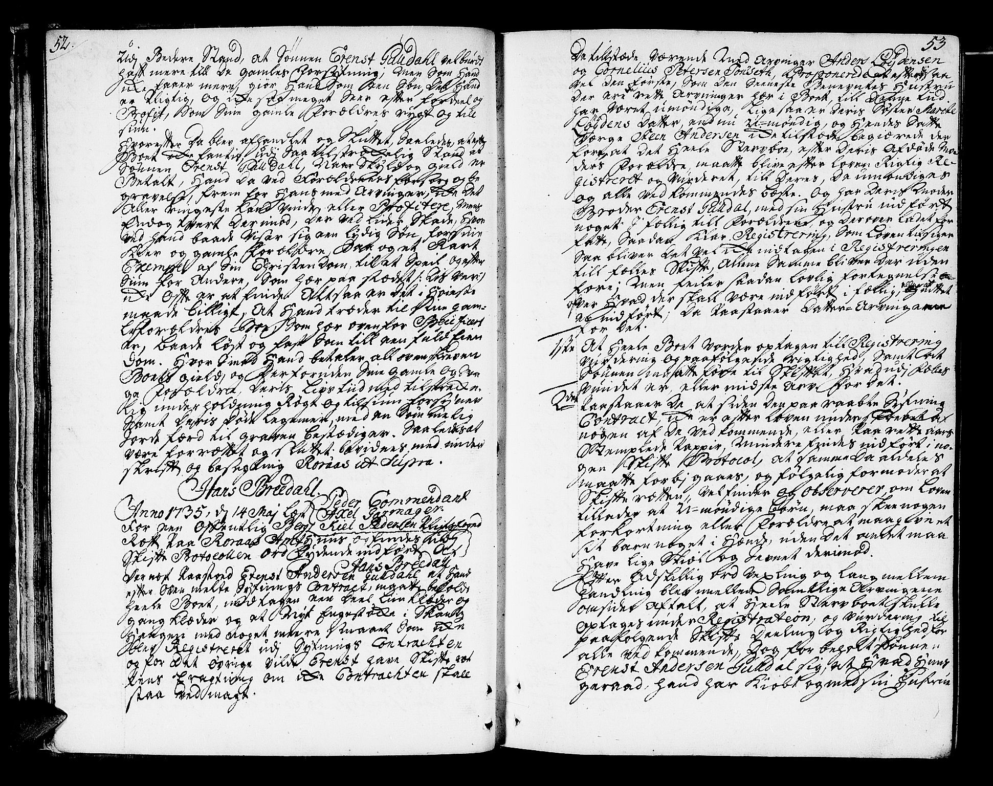Røros Bergrett, AV/SAT-A-0024/3/3A/L0005: Skifteprotokoll, 1742-1756, s. 52-53