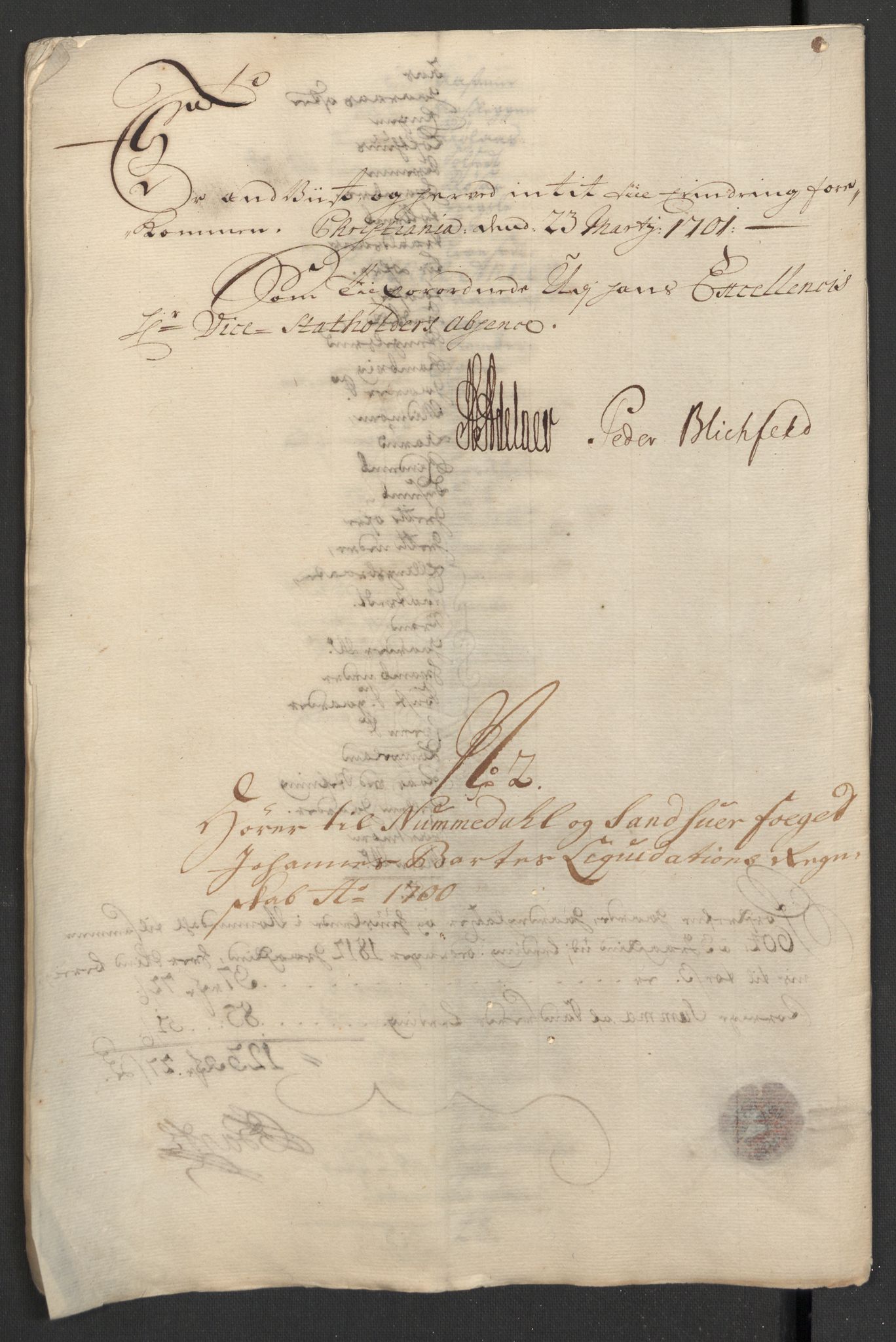 Rentekammeret inntil 1814, Reviderte regnskaper, Fogderegnskap, AV/RA-EA-4092/R24/L1578: Fogderegnskap Numedal og Sandsvær, 1698-1700, s. 19