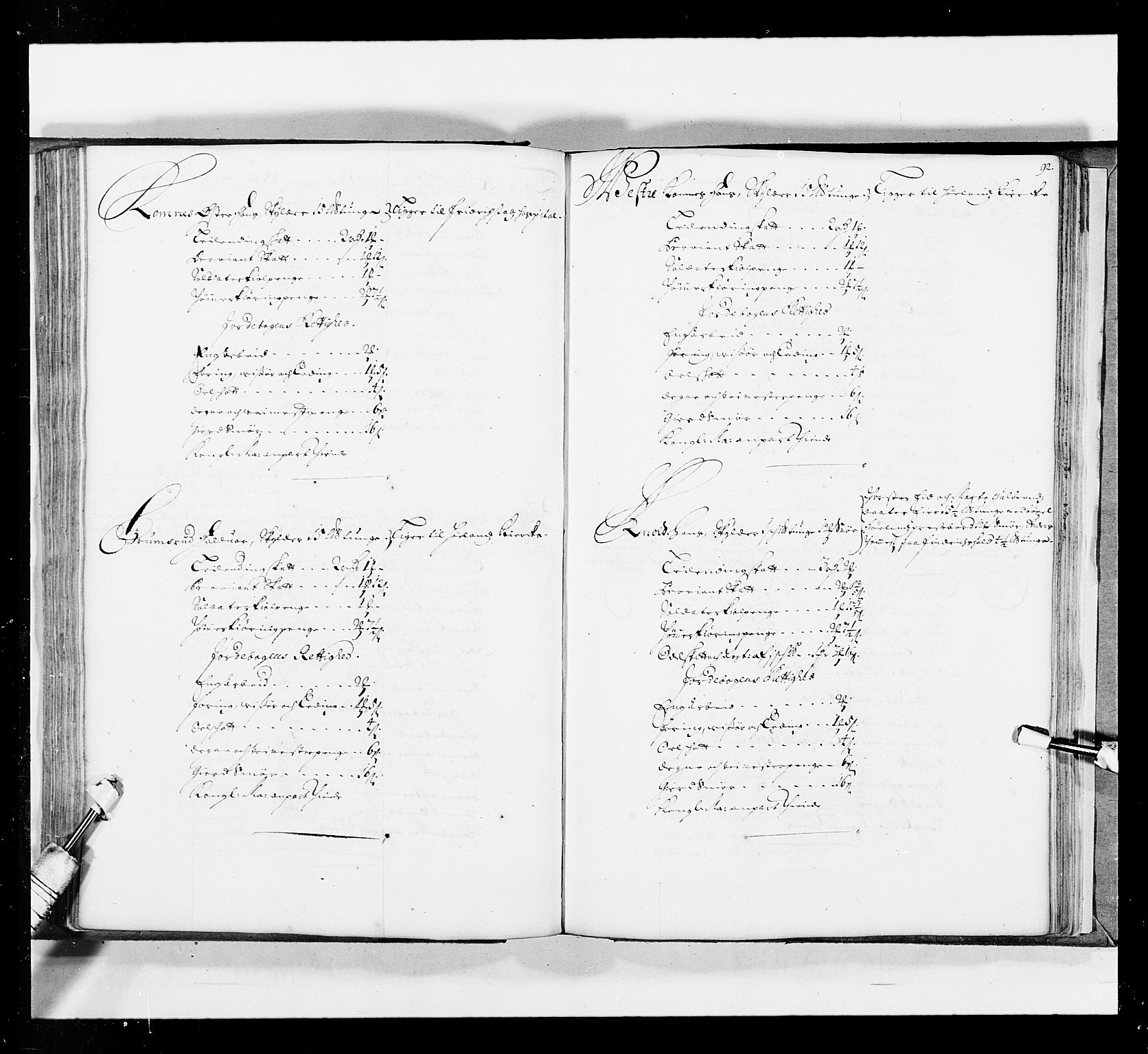 Stattholderembetet 1572-1771, AV/RA-EA-2870/Ek/L0035/0001: Jordebøker 1662-1720: / Matrikkel for Nedre Romerike, 1695, s. 91b-92a