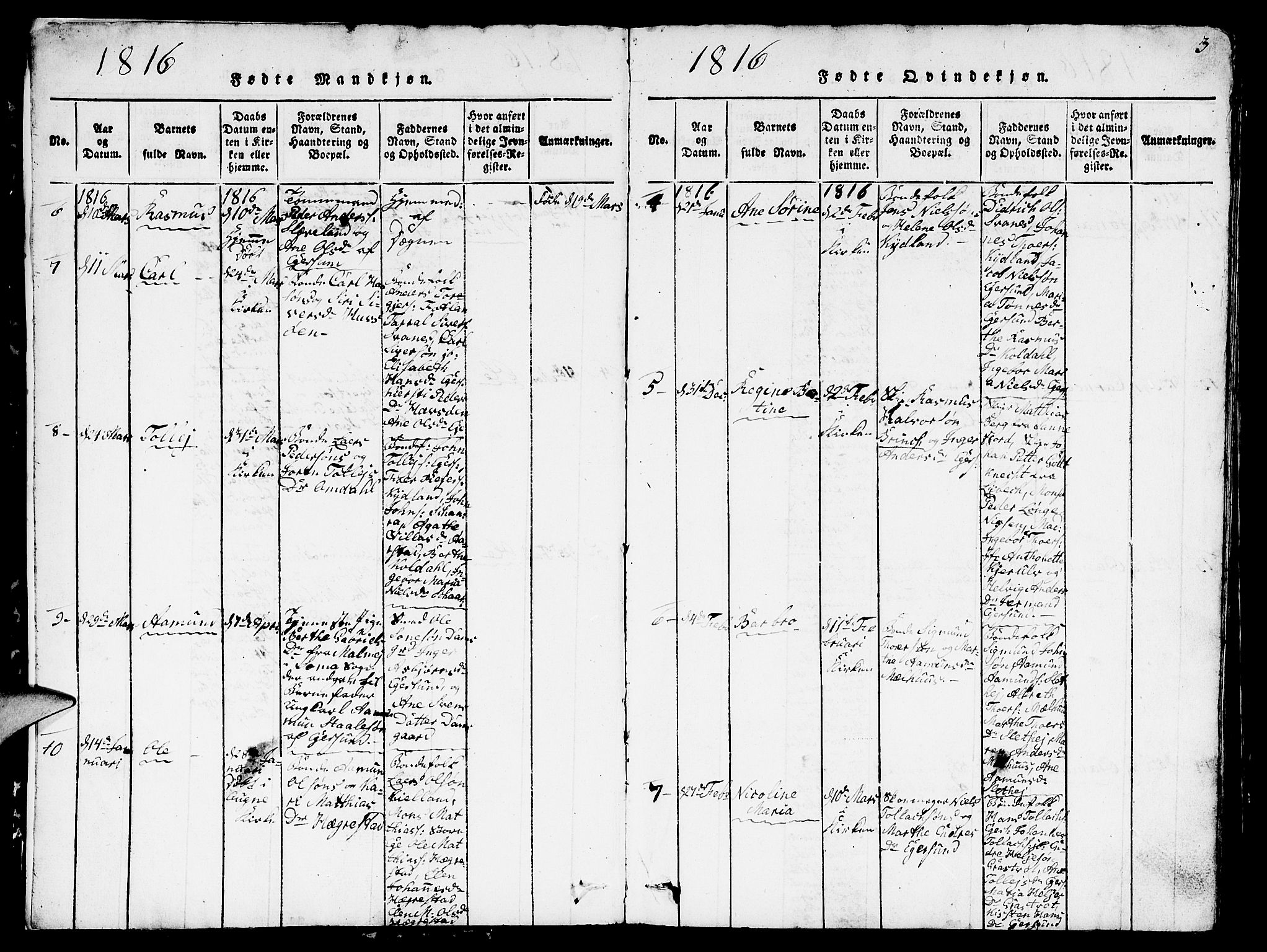 Eigersund sokneprestkontor, AV/SAST-A-101807/S09/L0001: Klokkerbok nr. B 1, 1815-1827, s. 3