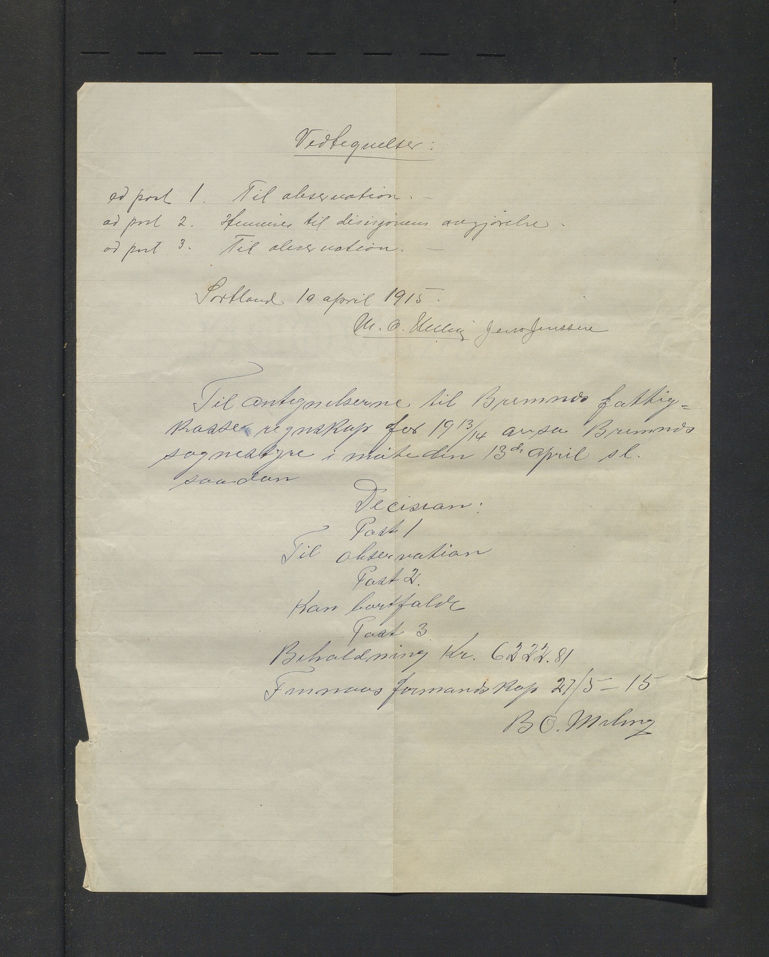 Bremnes kommune. Fattigkassen. Bremnes sokn / kommune, IKAH/1220-121.2/R/Ra/L0001/0005: Årsrekneskap for Bremnes fattigkasse / Årsrekneskap, 1913-1914