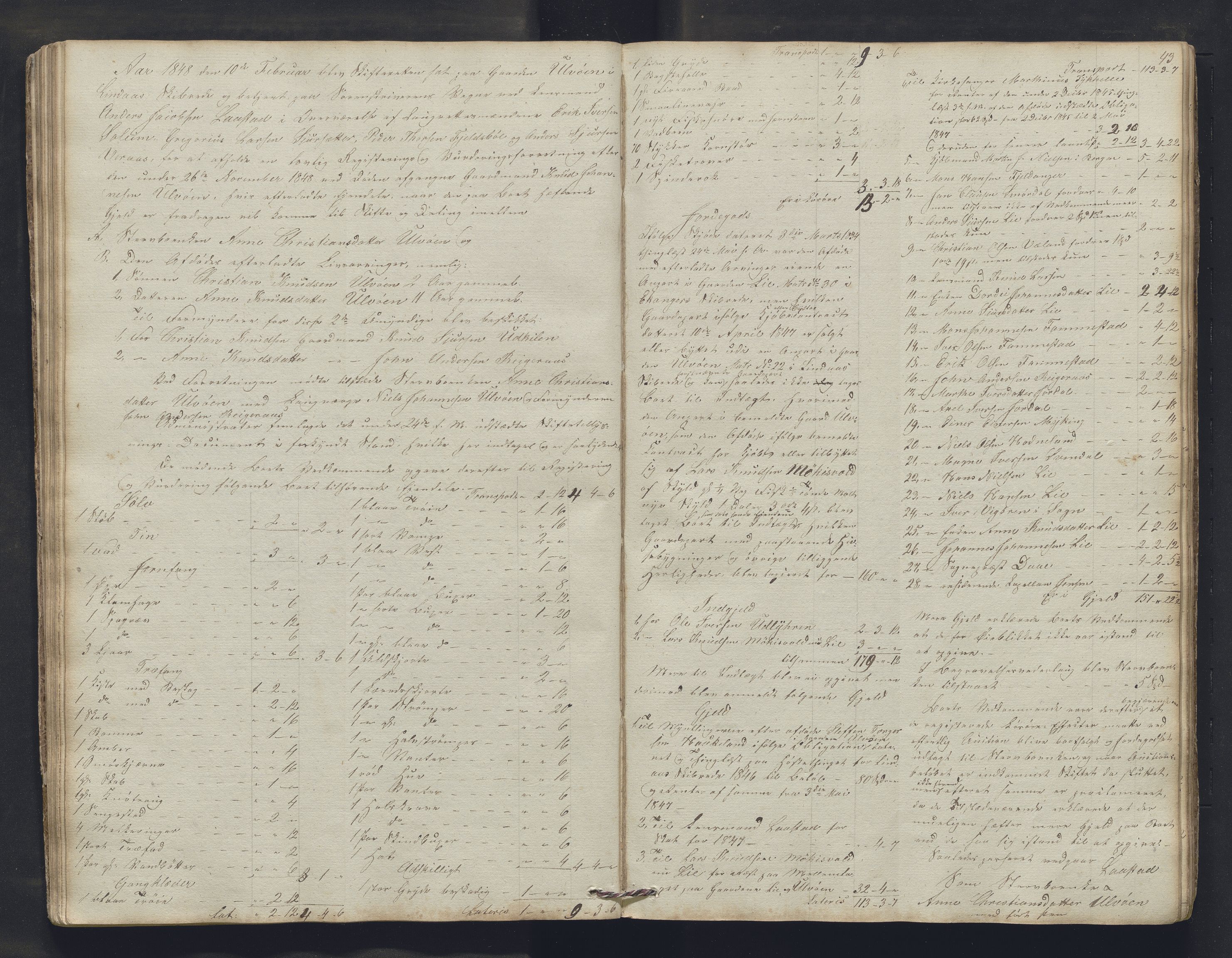 Nordhordland sorenskrivar, SAB/A-2901/1/H/Hb/L0015: Registreringsprotokollar, 1846-1850, s. 43