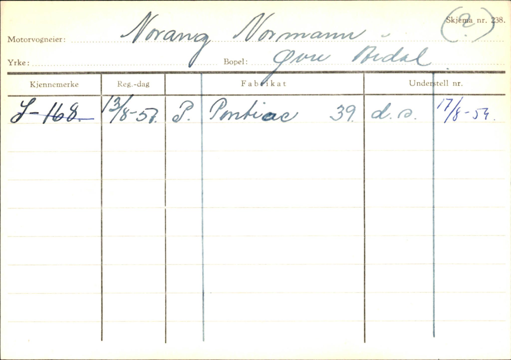 Statens vegvesen, Sogn og Fjordane vegkontor, AV/SAB-A-5301/4/F/L0145: Registerkort Vågsøy S-Å. Årdal I-P, 1945-1975, s. 2091