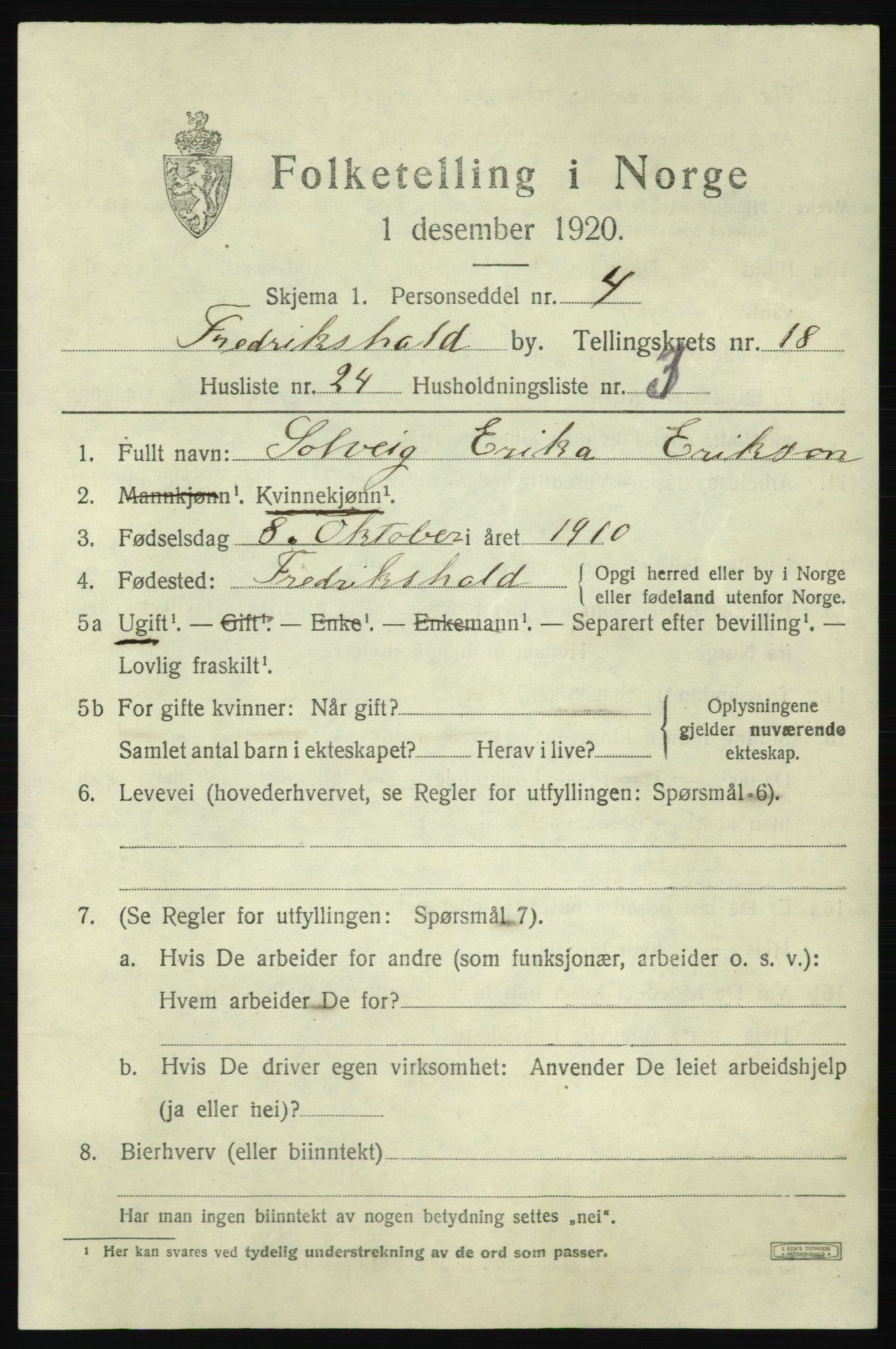 SAO, Folketelling 1920 for 0101 Fredrikshald kjøpstad, 1920, s. 27853