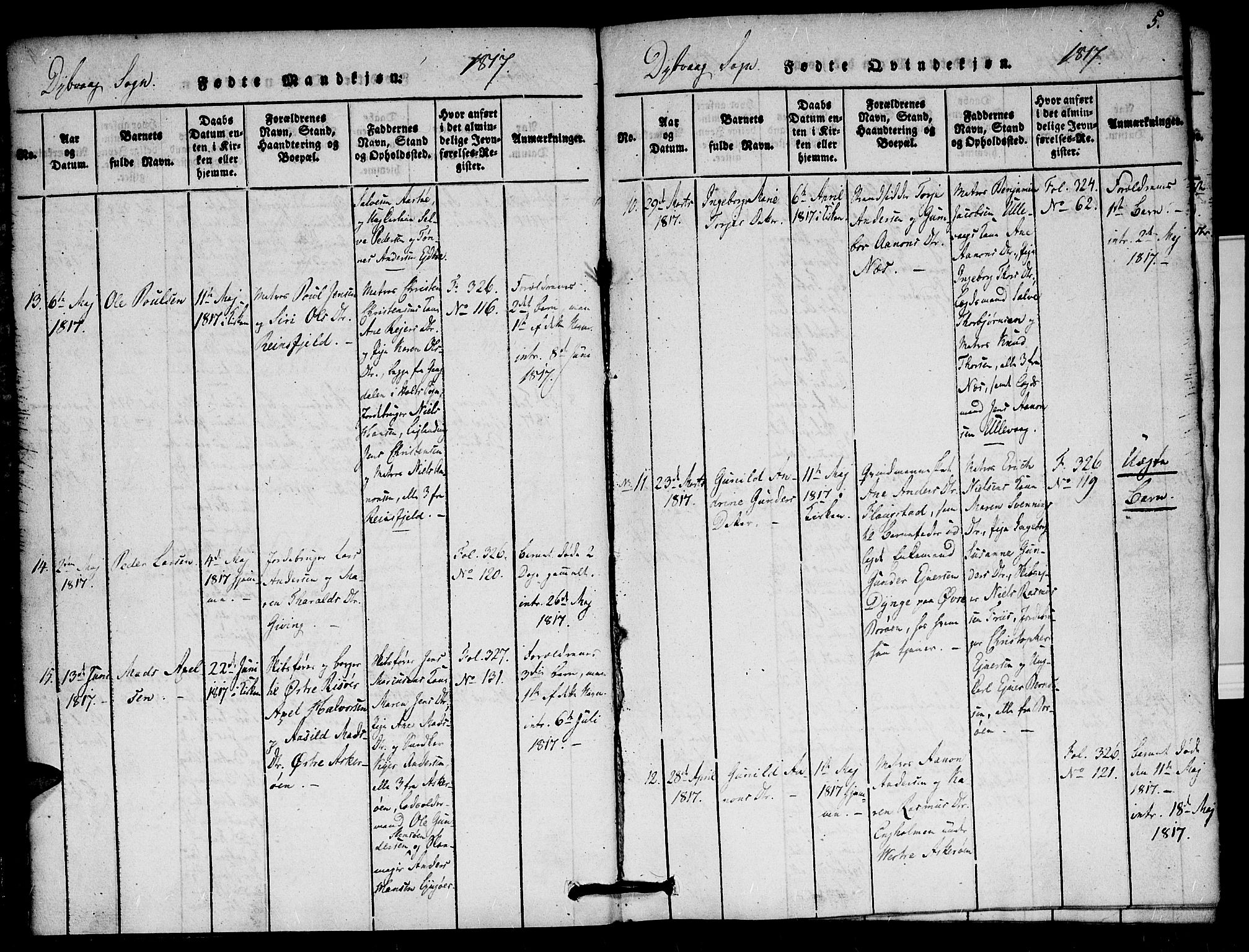 Dypvåg sokneprestkontor, AV/SAK-1111-0007/F/Fa/Faa/L0003: Ministerialbok nr. A 3 /1, 1817-1824, s. 5