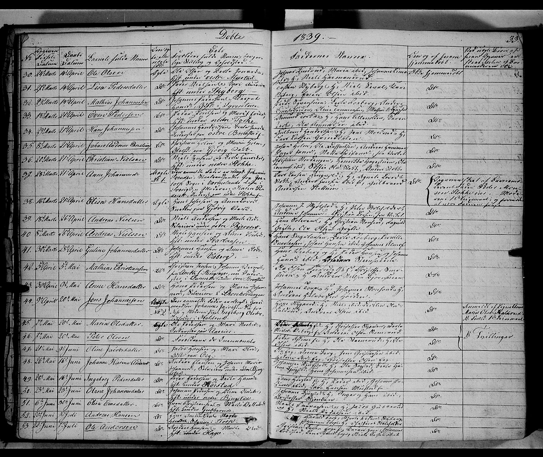 Vardal prestekontor, AV/SAH-PREST-100/H/Ha/Haa/L0005: Ministerialbok nr. 5, 1831-1853, s. 33