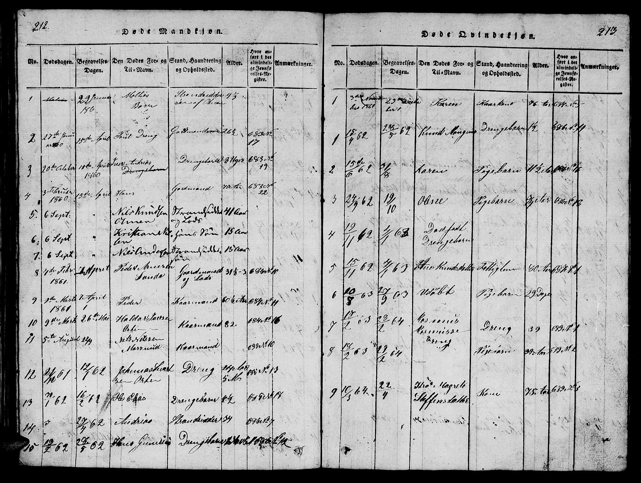 Ministerialprotokoller, klokkerbøker og fødselsregistre - Møre og Romsdal, AV/SAT-A-1454/561/L0731: Klokkerbok nr. 561C01, 1817-1867, s. 212-213