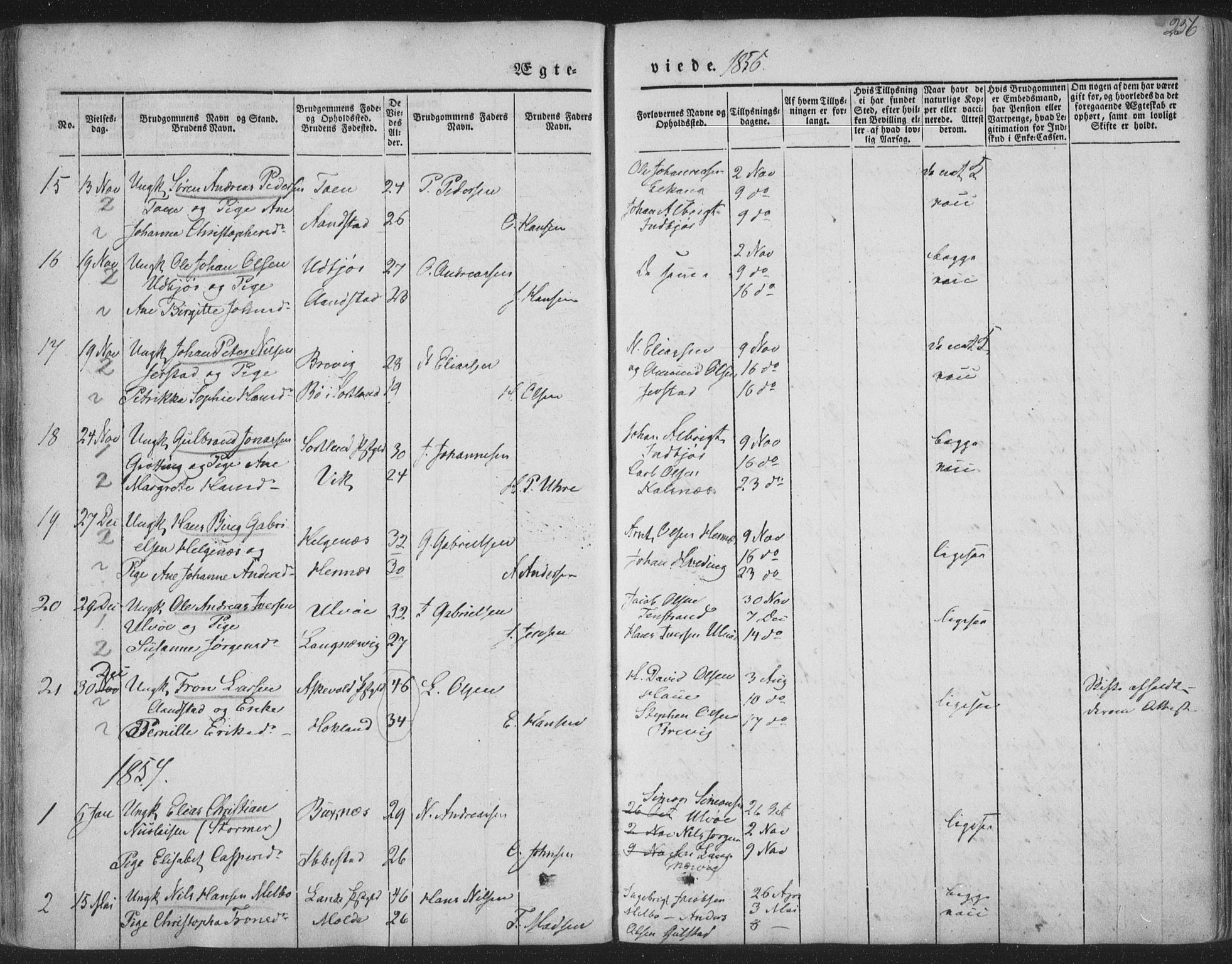 Ministerialprotokoller, klokkerbøker og fødselsregistre - Nordland, AV/SAT-A-1459/888/L1241: Ministerialbok nr. 888A07, 1849-1869, s. 256