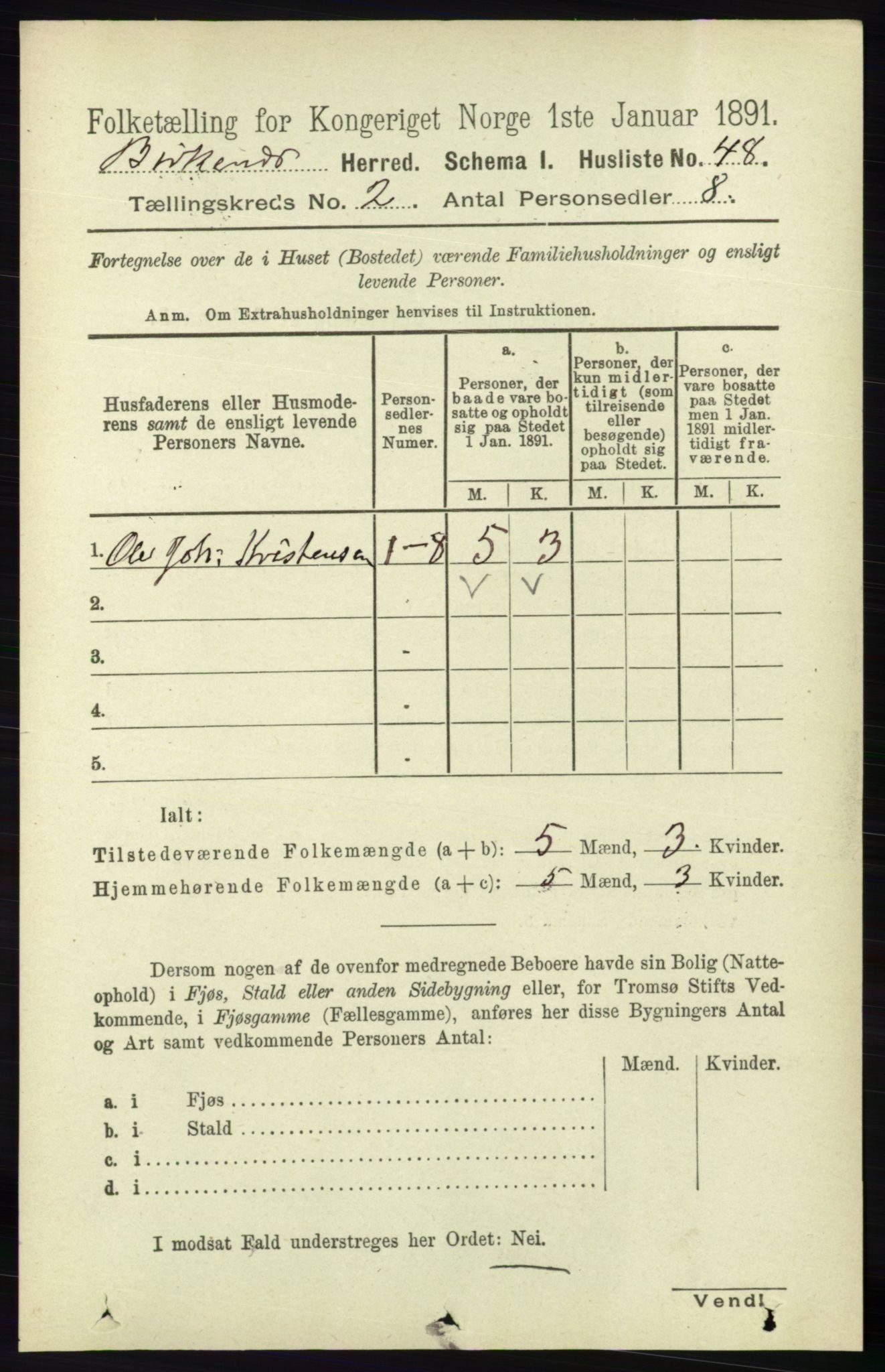 RA, Folketelling 1891 for 0928 Birkenes herred, 1891, s. 495