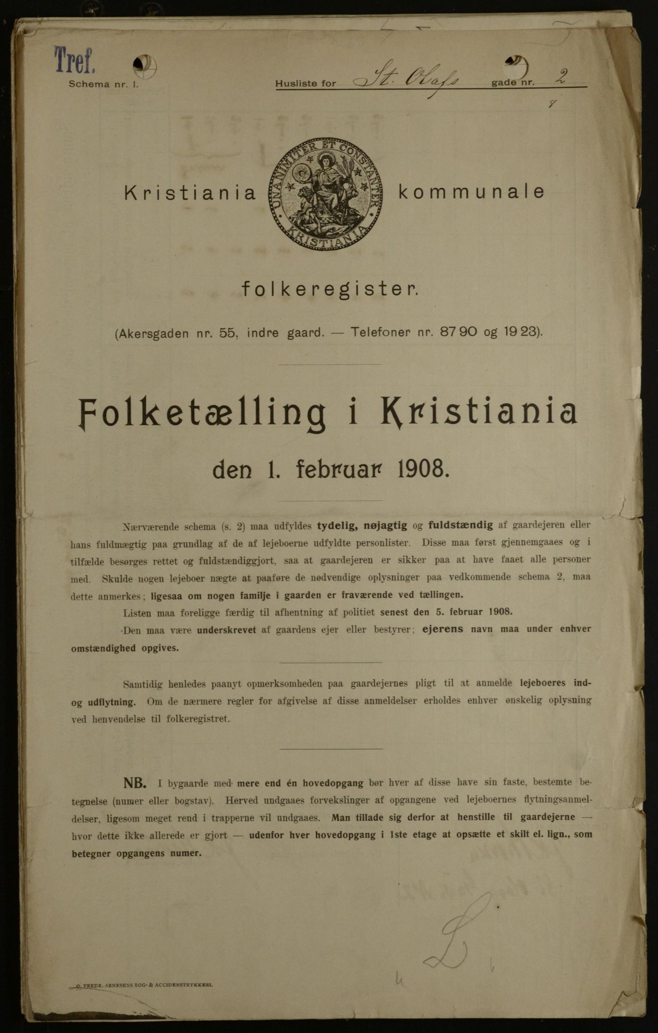 OBA, Kommunal folketelling 1.2.1908 for Kristiania kjøpstad, 1908, s. 79266