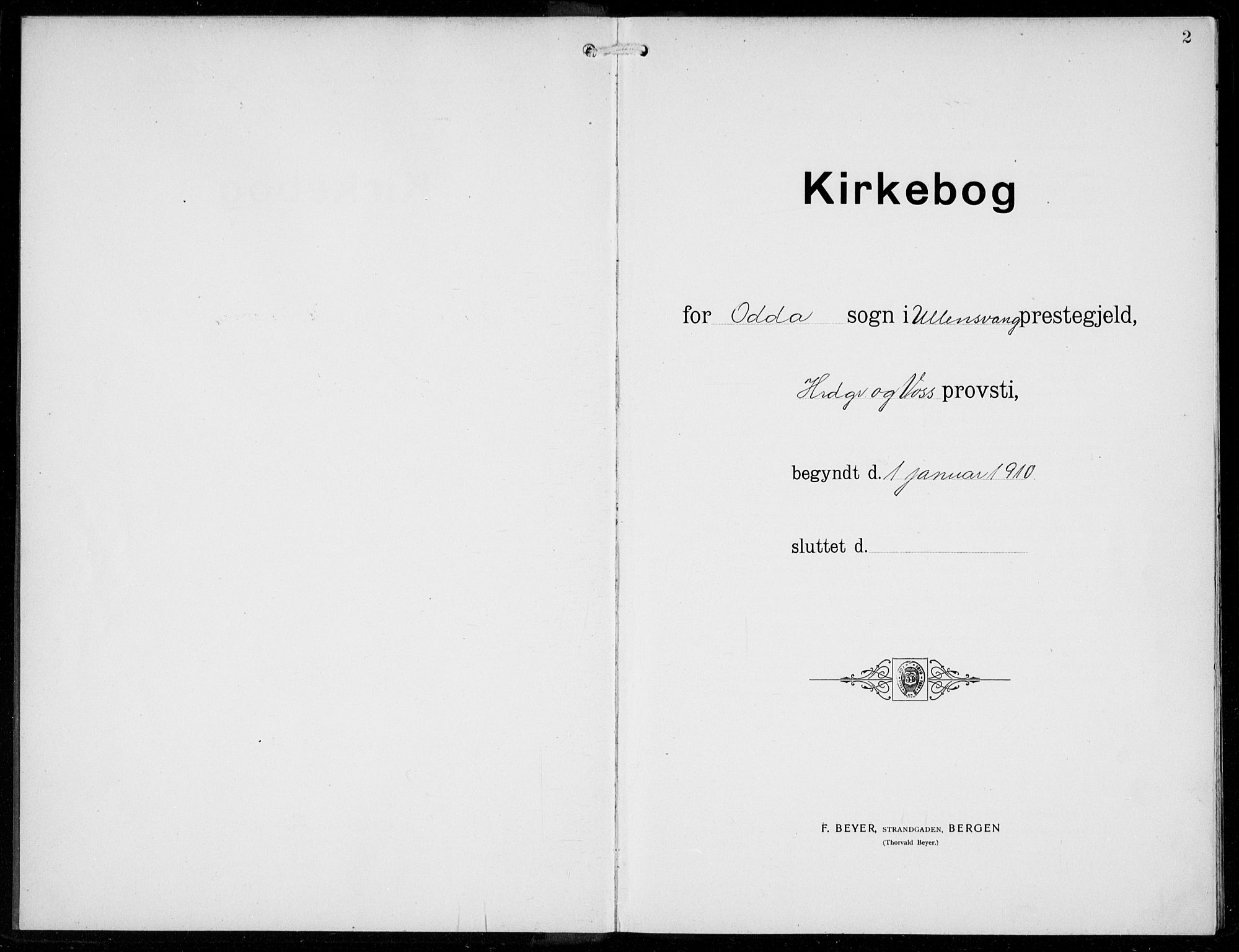 Odda Sokneprestembete, SAB/A-77201/H/Hab: Klokkerbok nr. E 1, 1910-1940, s. 2