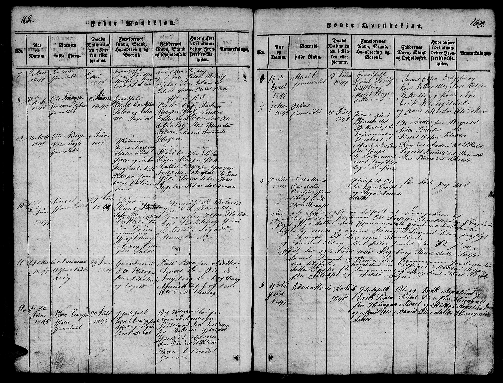 Ministerialprotokoller, klokkerbøker og fødselsregistre - Møre og Romsdal, SAT/A-1454/557/L0683: Klokkerbok nr. 557C01, 1818-1862, s. 162-163