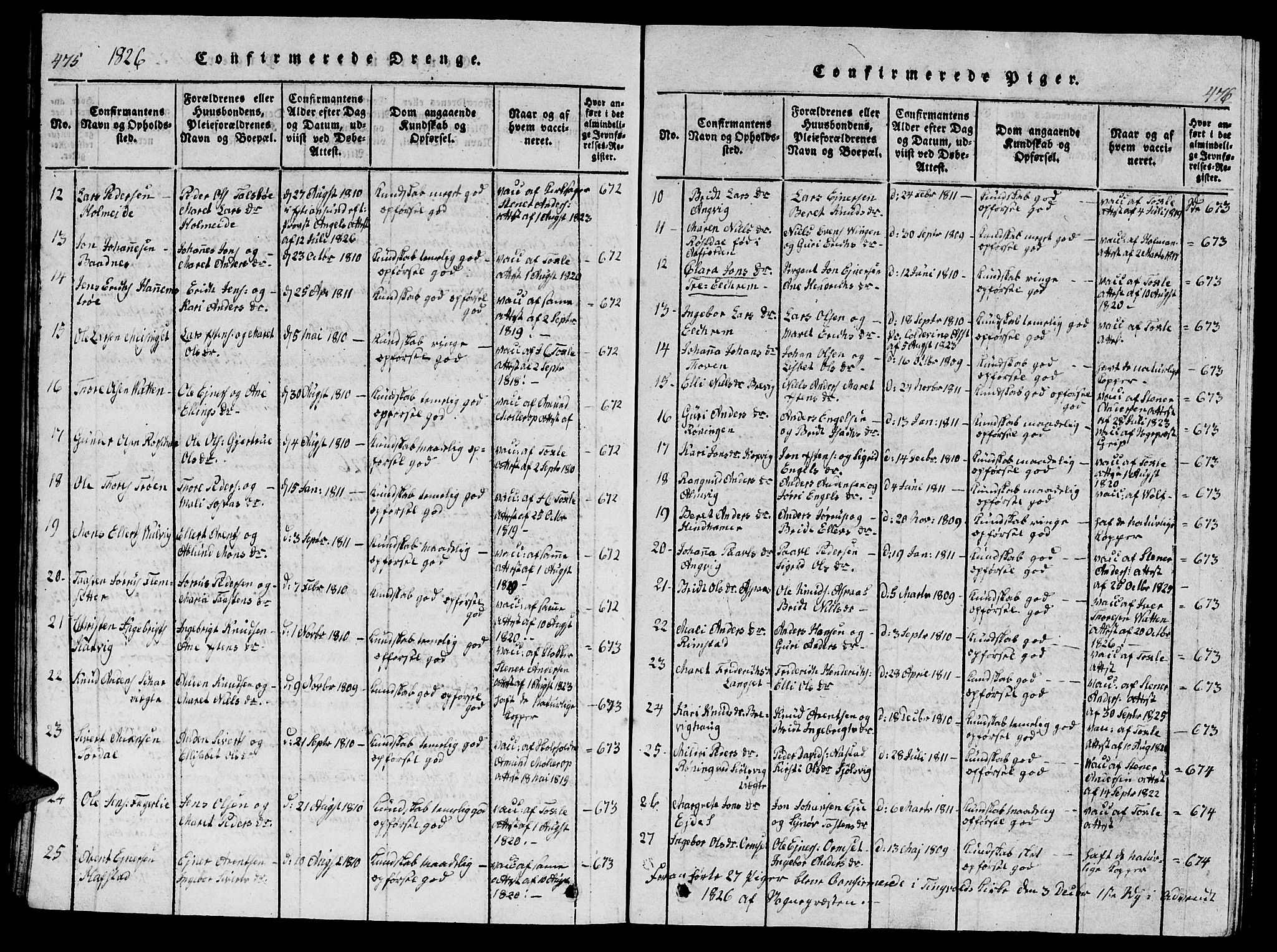 Ministerialprotokoller, klokkerbøker og fødselsregistre - Møre og Romsdal, AV/SAT-A-1454/586/L0990: Klokkerbok nr. 586C01, 1819-1837, s. 475-476