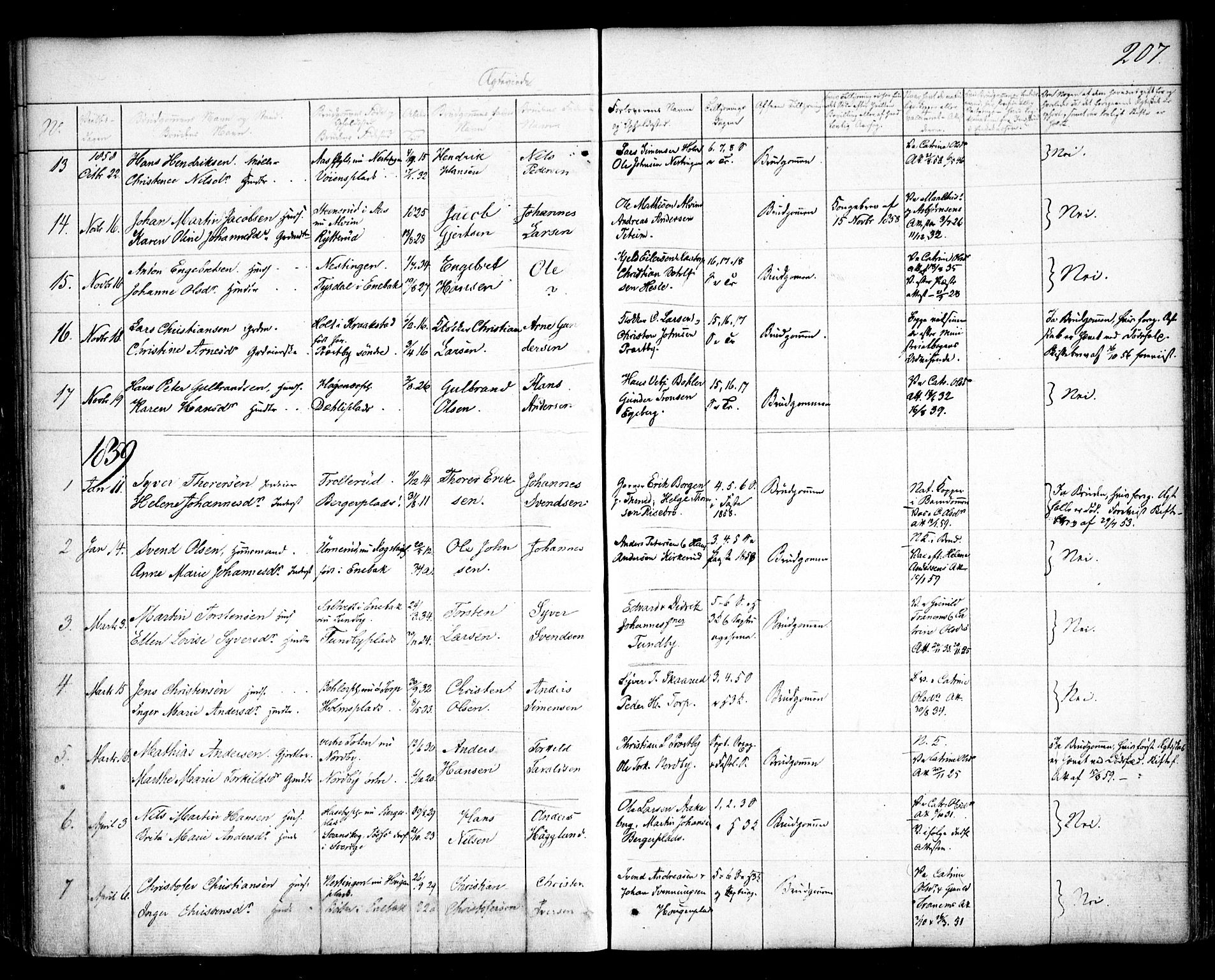 Spydeberg prestekontor Kirkebøker, AV/SAO-A-10924/F/Fa/L0005: Ministerialbok nr. I 5, 1842-1862, s. 207