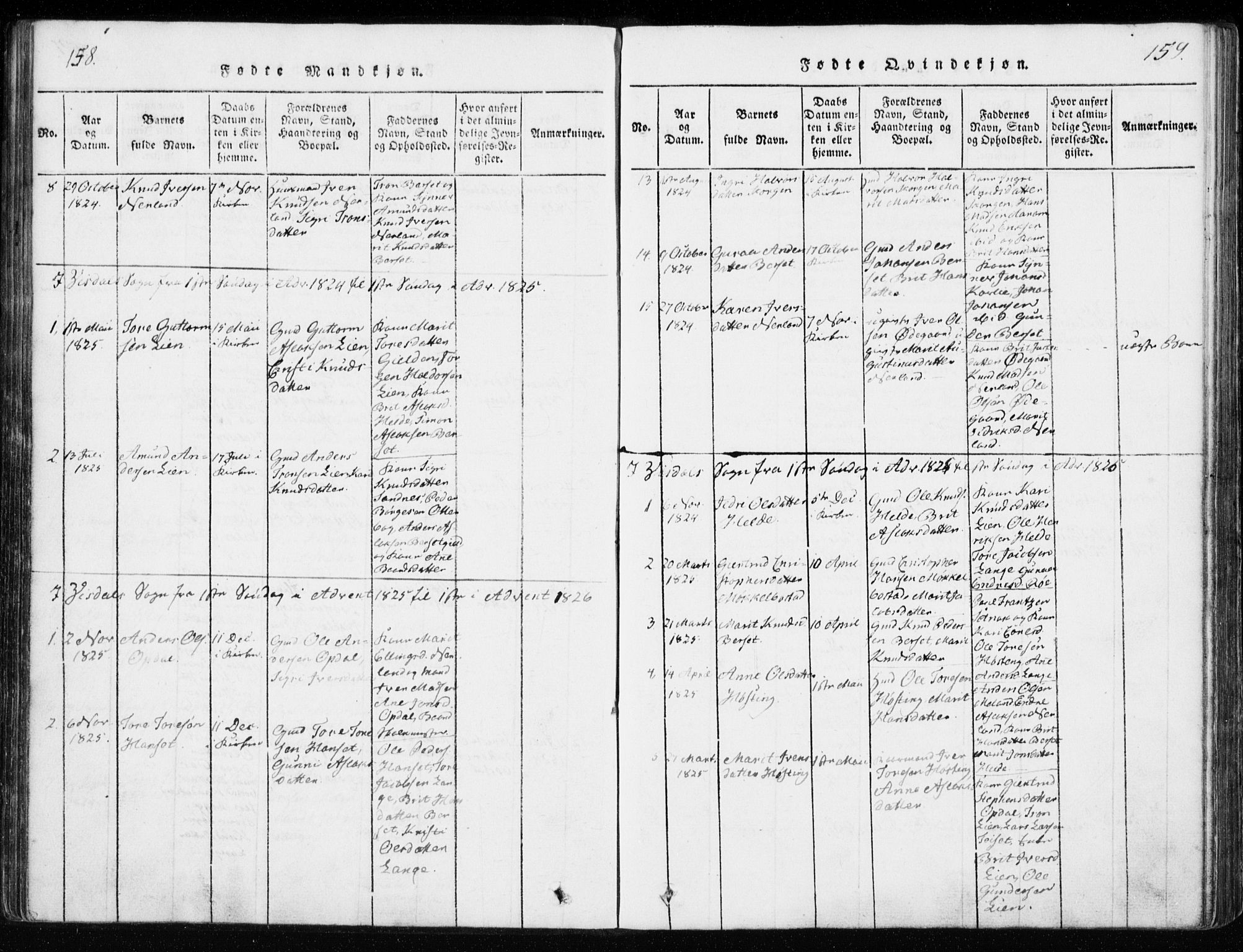 Ministerialprotokoller, klokkerbøker og fødselsregistre - Møre og Romsdal, SAT/A-1454/551/L0623: Ministerialbok nr. 551A03, 1818-1831, s. 158-159