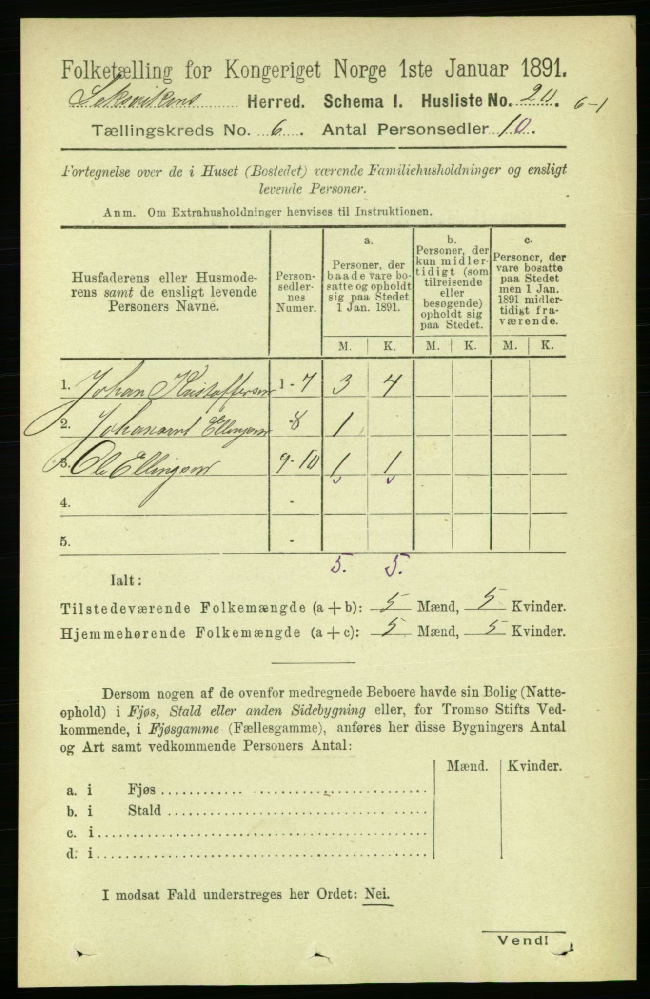 RA, Folketelling 1891 for 1718 Leksvik herred, 1891, s. 3152