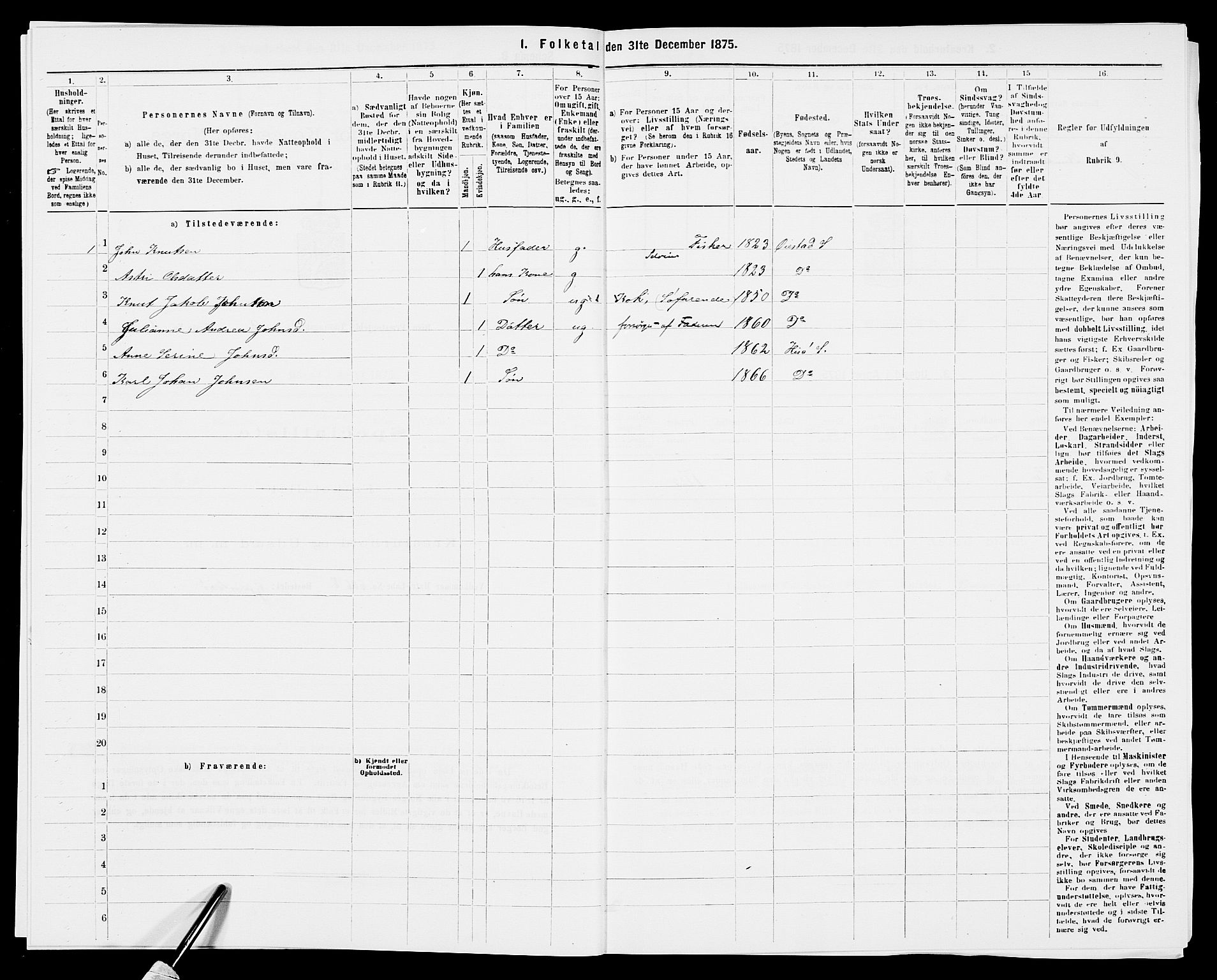 SAK, Folketelling 1875 for 0922P Hisøy prestegjeld, 1875, s. 499