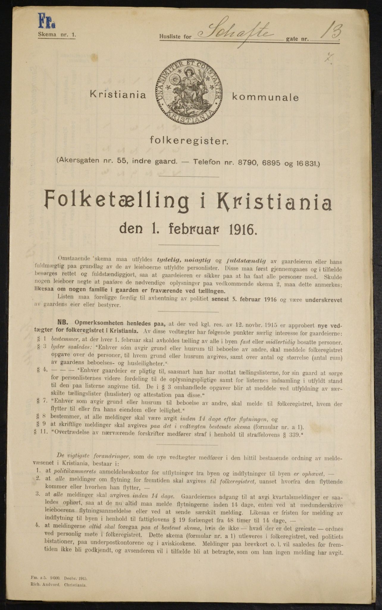 OBA, Kommunal folketelling 1.2.1916 for Kristiania, 1916, s. 91610