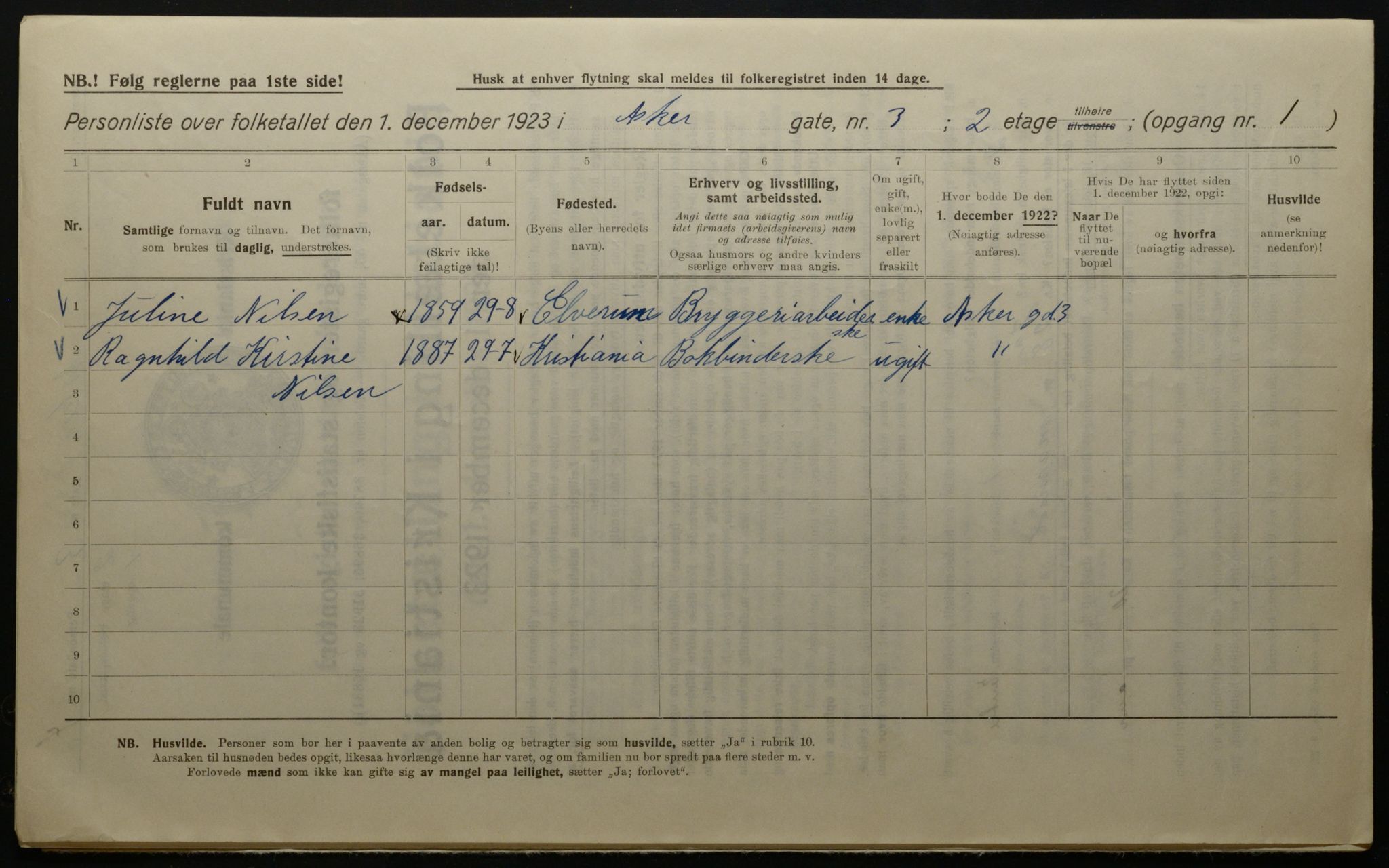 OBA, Kommunal folketelling 1.12.1923 for Kristiania, 1923, s. 3170